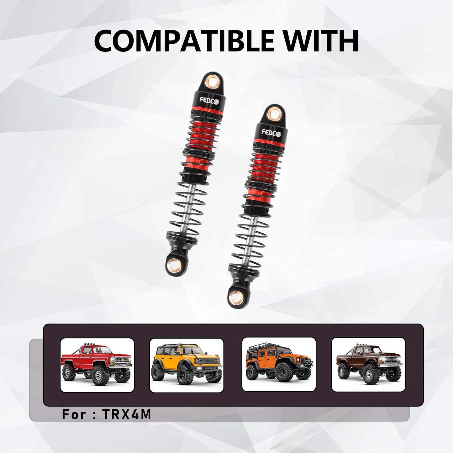 FEDCO DSS18 Shocks 51MM Oil-Filled Dual Spring Shock Absorber CNC Long Threaded Oil Damper With Spring For TRX4M Upgrades 1/18 RC Crawler