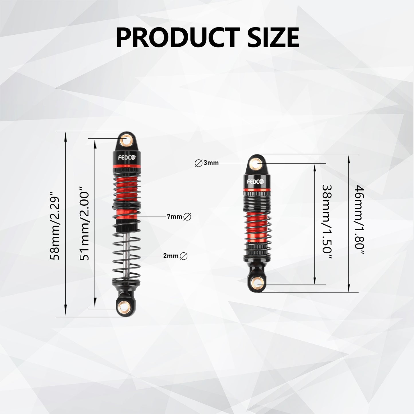FEDCO DSS18 Shocks 51MM Oil-Filled Dual Spring Shock Absorber CNC Long Threaded Oil Damper With Spring For TRX4M Upgrades 1/18 RC Crawler