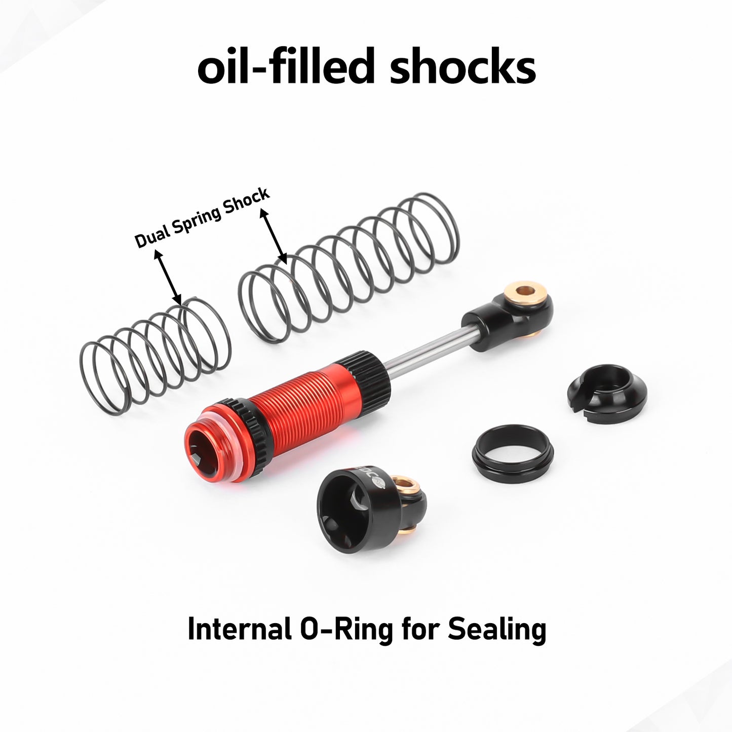 FEDCO DSS18 Shocks 51MM Oil-Filled Dual Spring Shock Absorber CNC Long Threaded Oil Damper With Spring For TRX4M Upgrades 1/18 RC Crawler