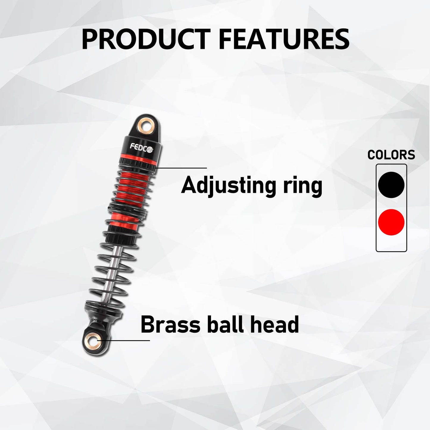 FEDCO DSS18 Shocks 51MM Oil-Filled Dual Spring Shock Absorber CNC Long Threaded Oil Damper With Spring For TRX4M Upgrades 1/18 RC Crawler