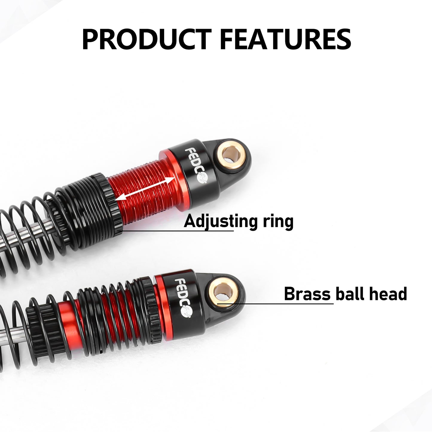 FEDCO DSS18 Shocks 51MM Oil-Filled Dual Spring Shock Absorber CNC Long Threaded Oil Damper With Spring For TRX4M Upgrades 1/18 RC Crawler
