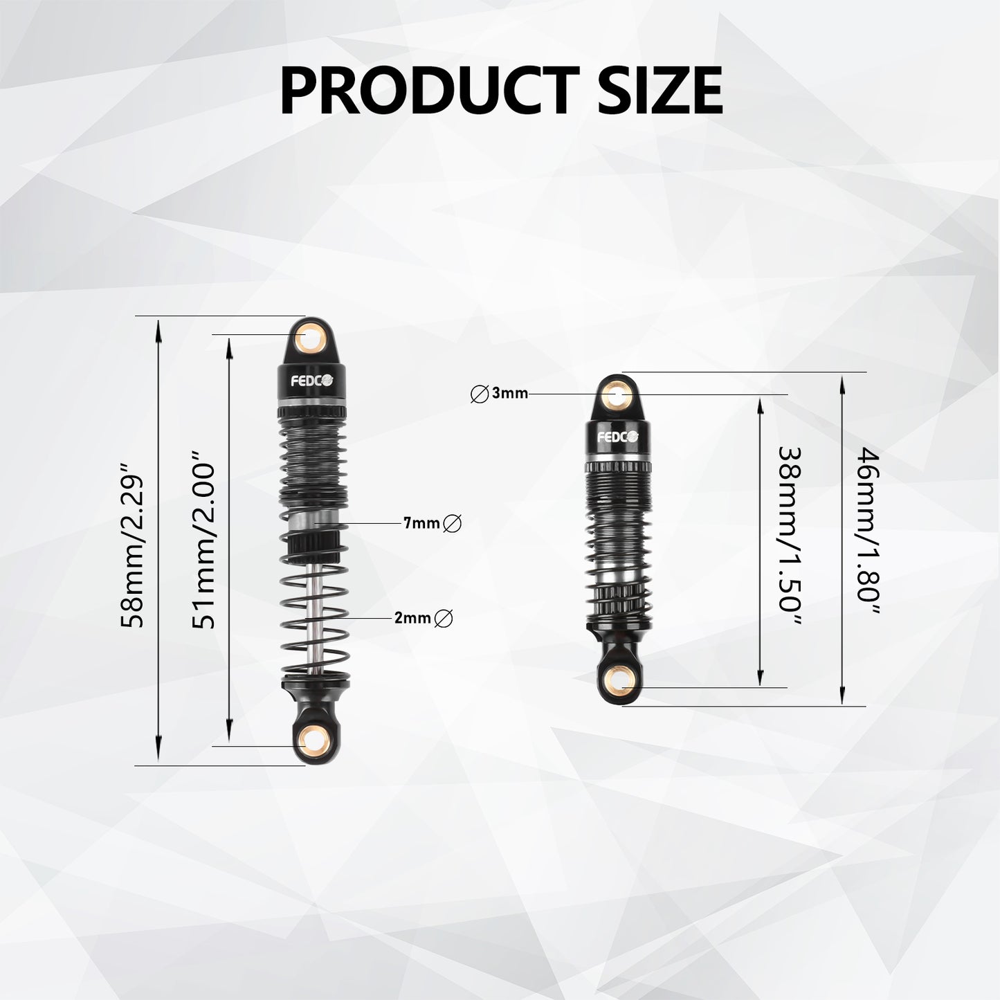 FEDCO DSS18 Shocks 51MM Oil-Filled Dual Spring Shock Absorber CNC Long Threaded Oil Damper With Spring For TRX4M Upgrades 1/18 RC Crawler
