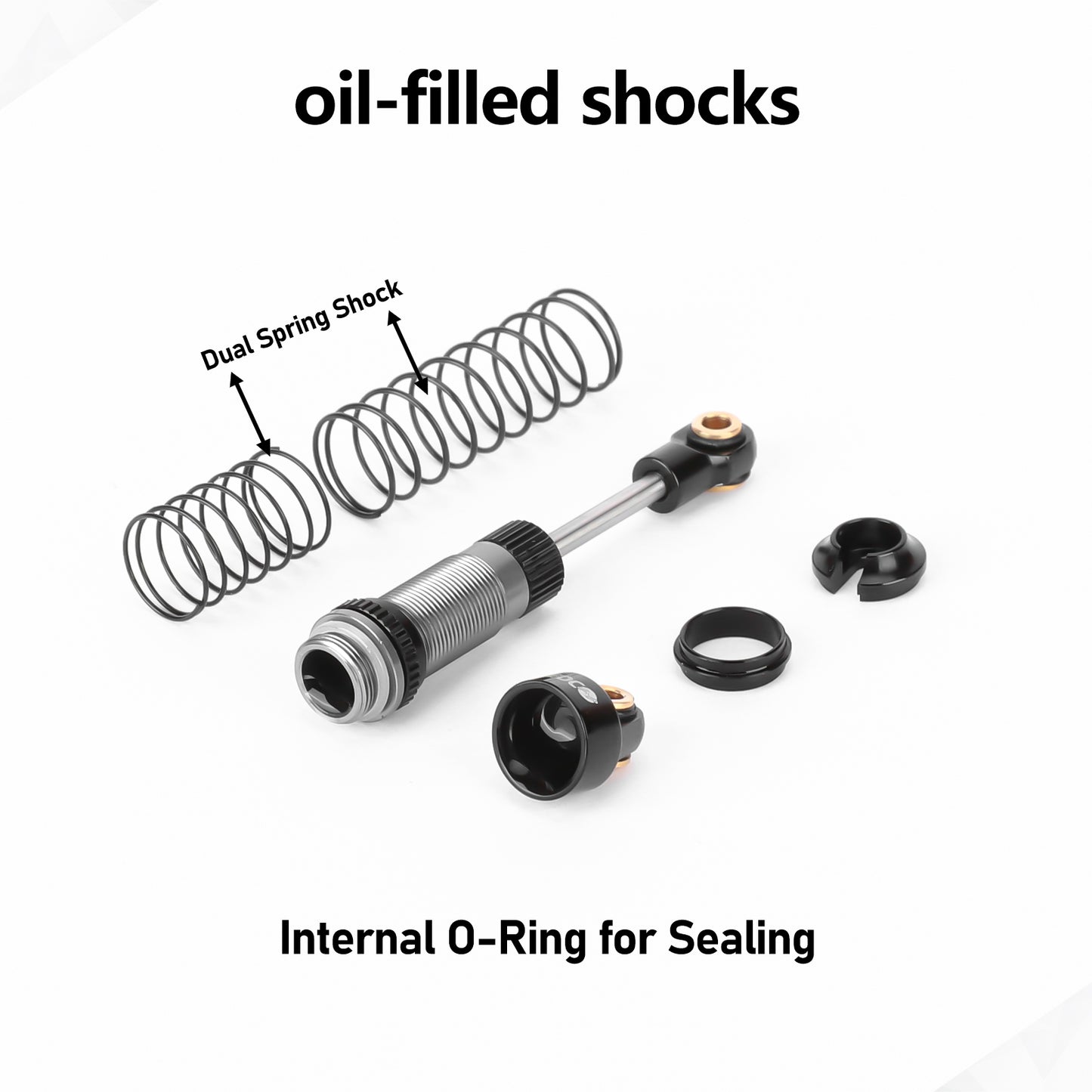 FEDCO DSS18 Shocks 51MM Oil-Filled Dual Spring Shock Absorber CNC Long Threaded Oil Damper With Spring For TRX4M Upgrades 1/18 RC Crawler