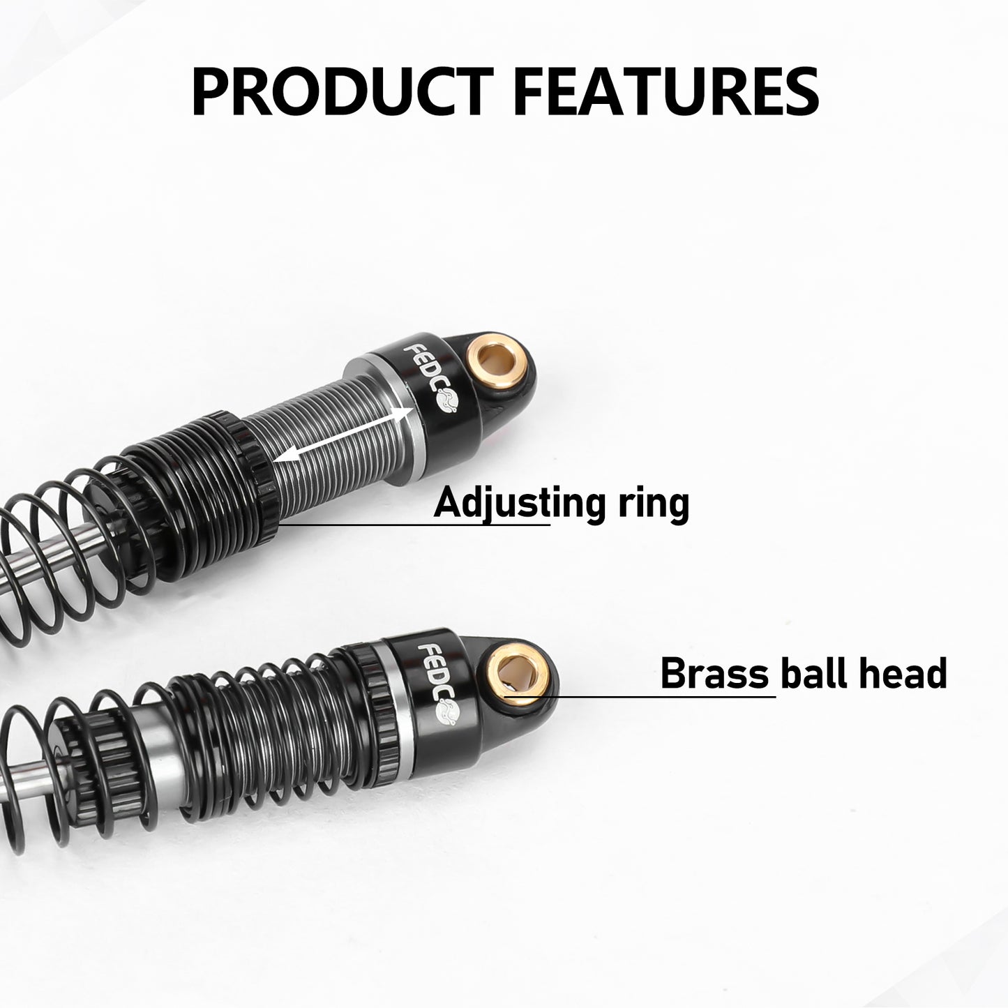 FEDCO DSS18 Shocks 51MM Oil-Filled Dual Spring Shock Absorber CNC Long Threaded Oil Damper With Spring For TRX4M Upgrades 1/18 RC Crawler