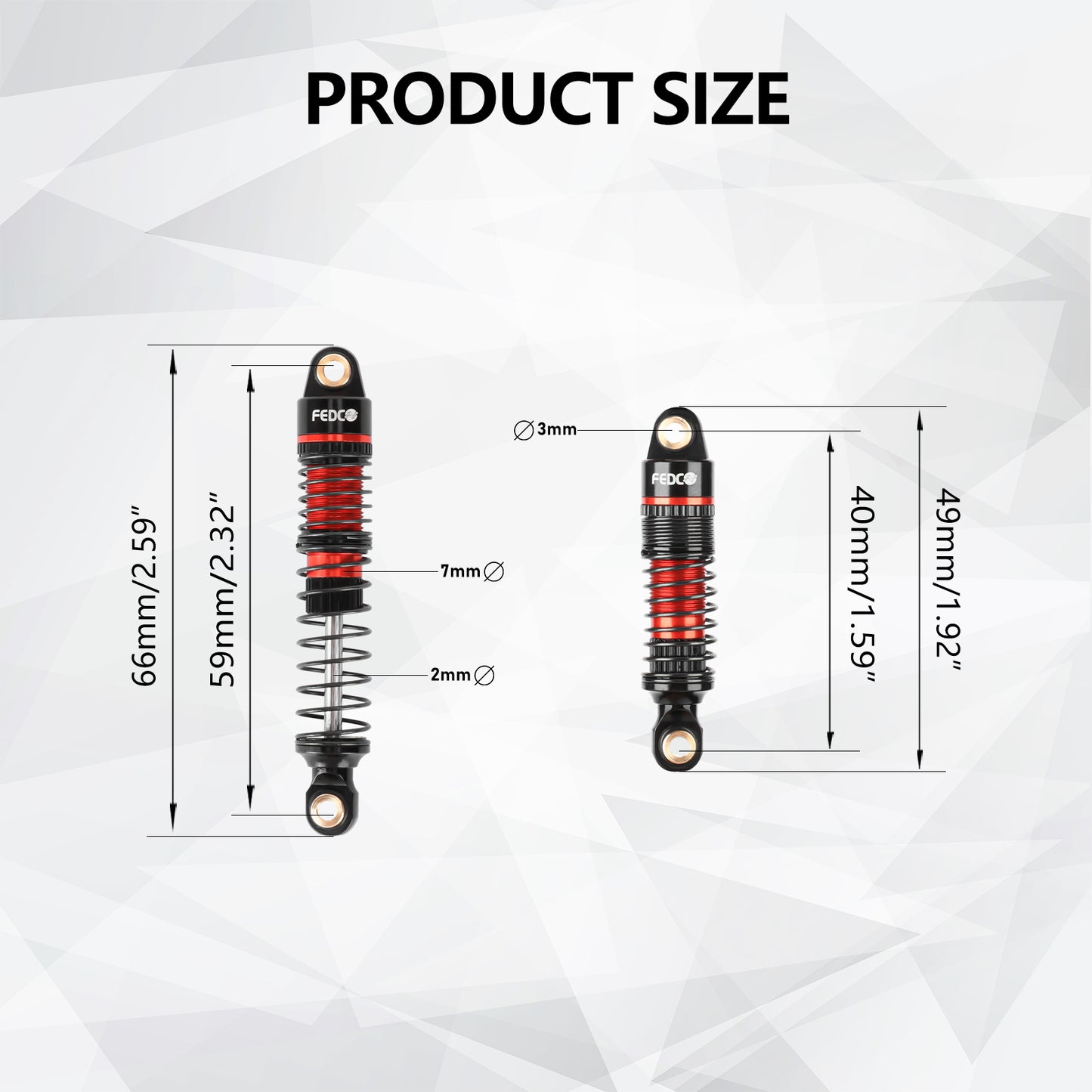 FEDCO DSS18 59MM Shocks Oil-Filled Dual Spring Shock Absorber CNC Long Threaded Oil Damper For TRX4M Upgrades 1/18 RC Crawler