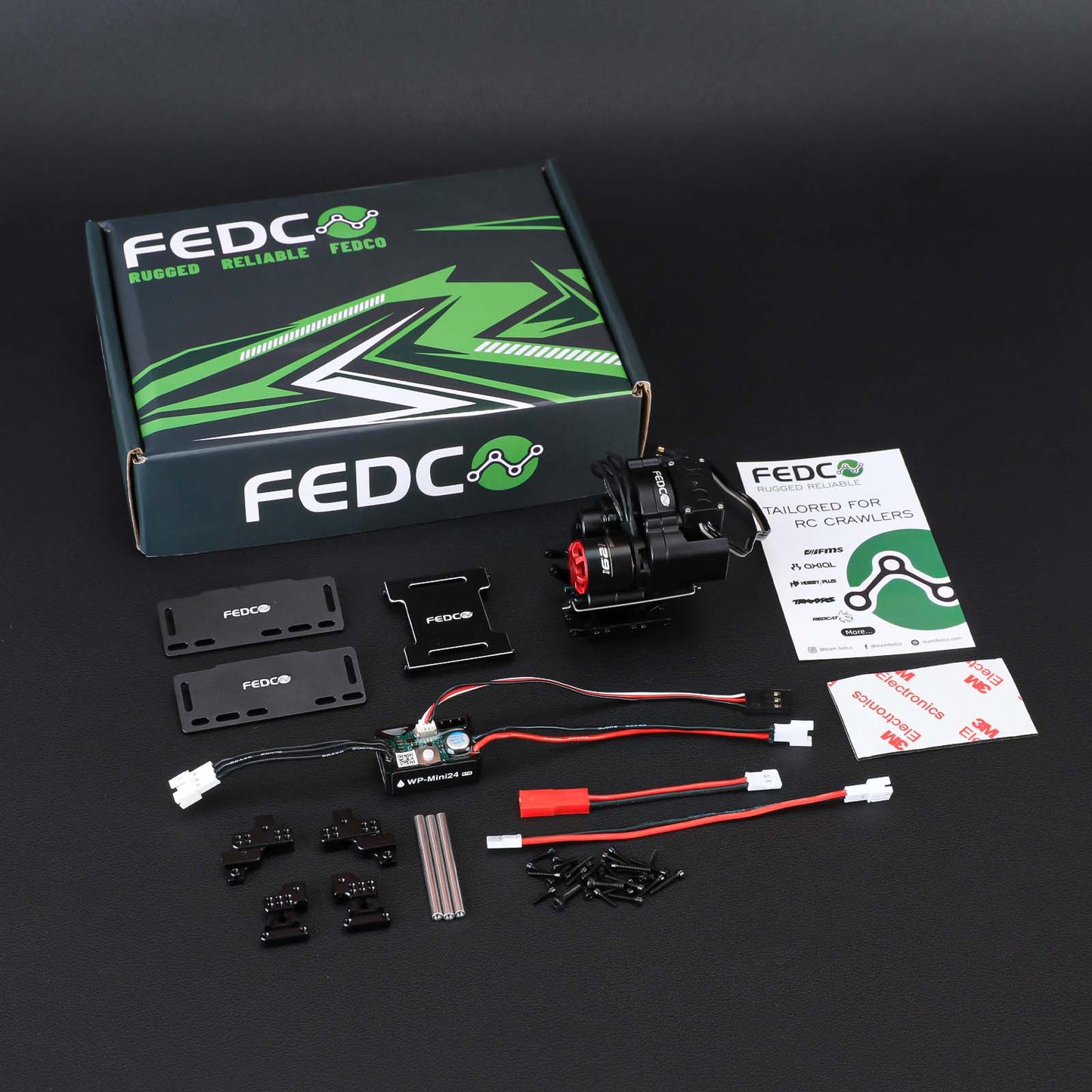 SCX24 Motor Upgrade 2-Speed Transmission with 3500KV Brushless Motor and ESC Combo with Transmission Mount,Side Plate,Shock Mount,Receiver Tray for SCX24 Upgrades 1/24 RC Crawler,RTR Version