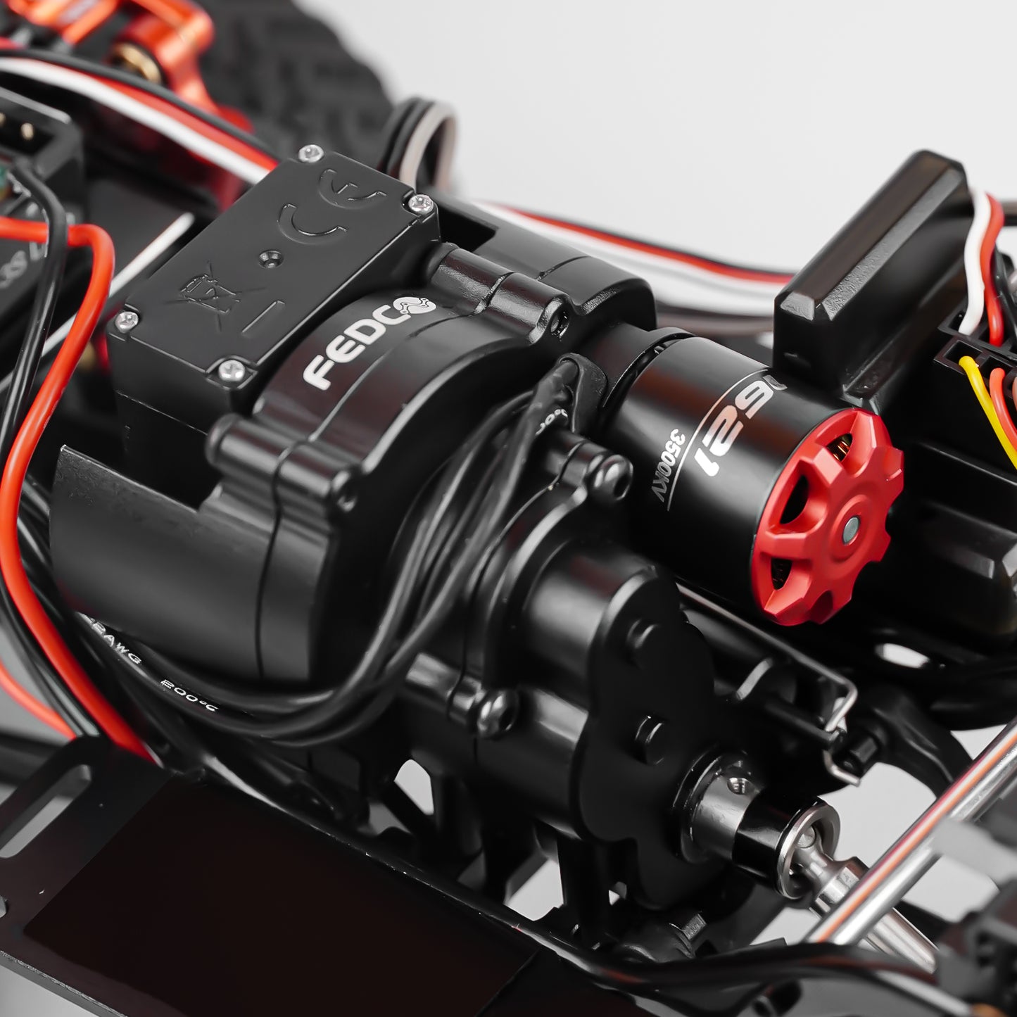 SCX24 Motor Upgrade 2-Speed Transmission with 3500KV Brushless Motor and ESC Combo with Transmission Mount,Side Plate,Shock Mount,Receiver Tray for SCX24 Upgrades 1/24 RC Crawler,RTR Version