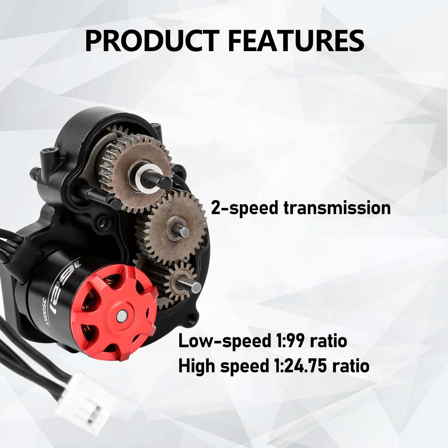 SCX24 Motor Upgrade 2-Speed Transmission with 3500KV Brushless Motor and ESC Combo with Transmission Mount,Side Plate,Shock Mount,Receiver Tray for SCX24 Upgrades 1/24 RC Crawler,RTR Version