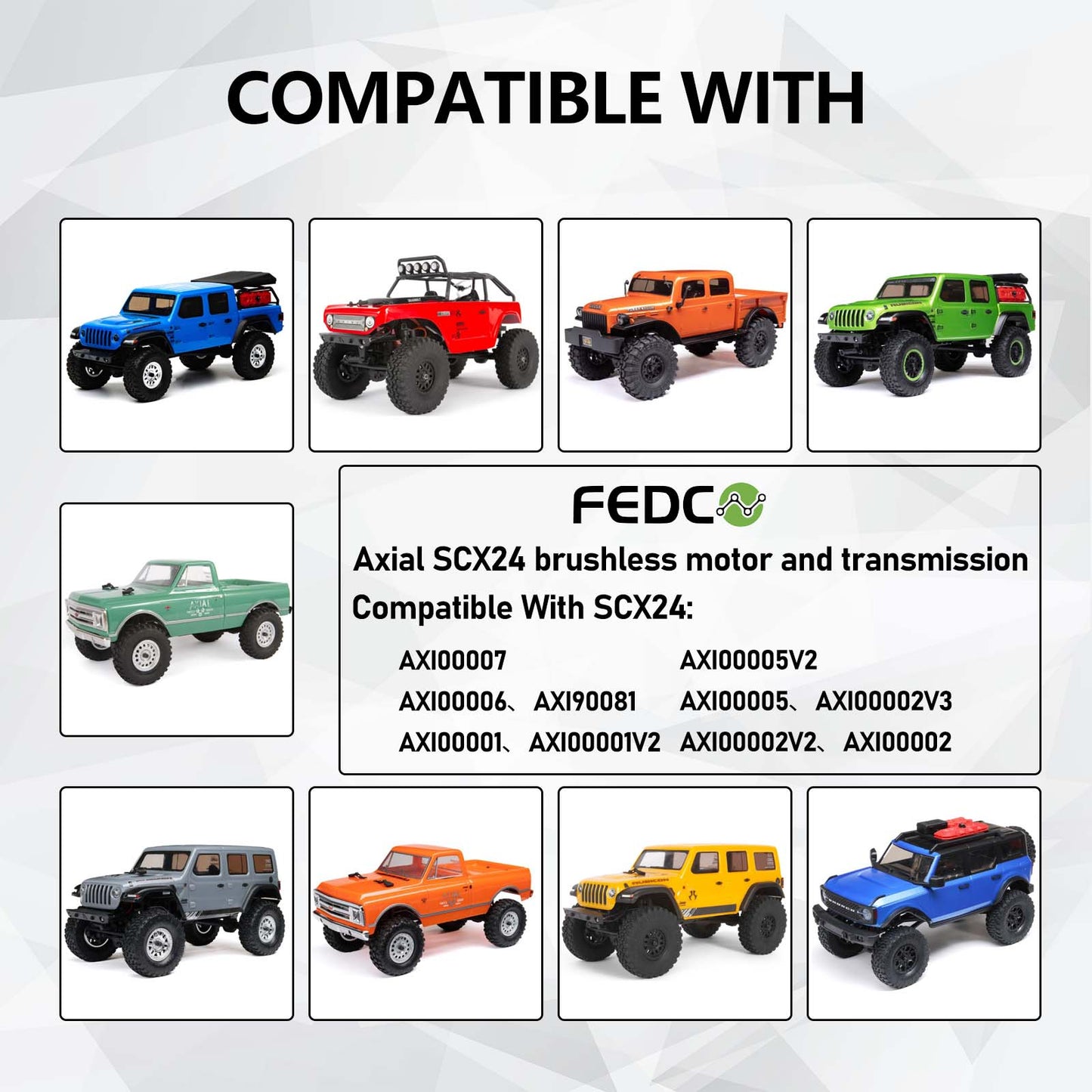 SCX24 Motor Upgrade 2-Speed Transmission with 3500KV Brushless Motor and ESC Combo with Transmission Mount,Side Plate,Shock Mount,Receiver Tray for SCX24 Upgrades 1/24 RC Crawler,RTR Version