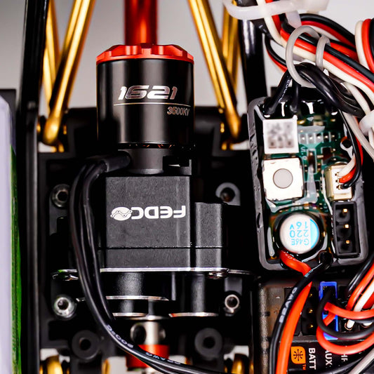 FEDCO Brushless Motor and Transmission with Hobbywing Quicrun WP Mini24 Combo Outer 1621SL 3500KV Motor and ESC Combo with Side Plate,PH2.0 & JST & MX2.0 Plug for TRX4M Upgrades 1/18 RC Crawler - FEDCO