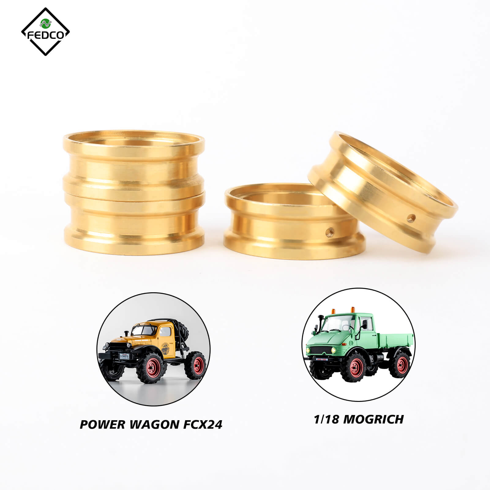 FEDCO FCX24 Brass Counterweights 152g Wheel Weighted Ring Wheel Counterweights for FMS FCX18 FCX24 Upgrade Parts 1/24 1/18 RC Crawler - FEDCO