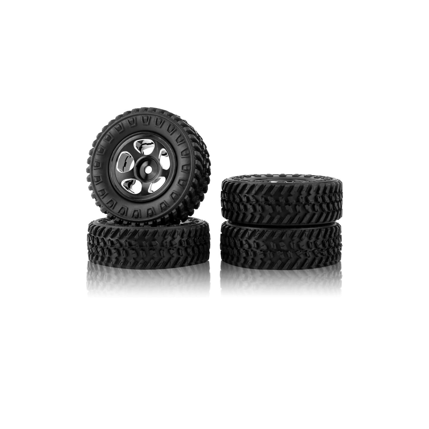 FEDCO FCX24 Wheels and Tires 1.0 Beadlock Wheels 50MM Soft Sticky Tires with Brass Counterweight Ring for FMS FCX24M FCX24 Upgrades 1/24 RC Crawler - FEDCO