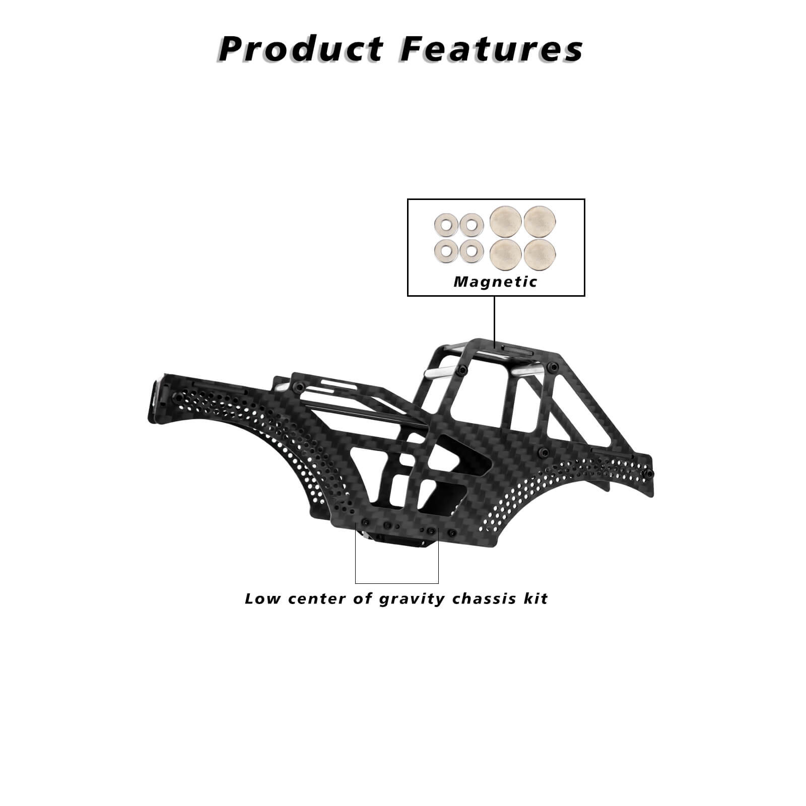 FEDCO Monster Truck SCX24 Carbon Fiber Frame LCG Chassis for Axial SCX24 Upgrade Parts 1/24 RC Crawler - FEDCO