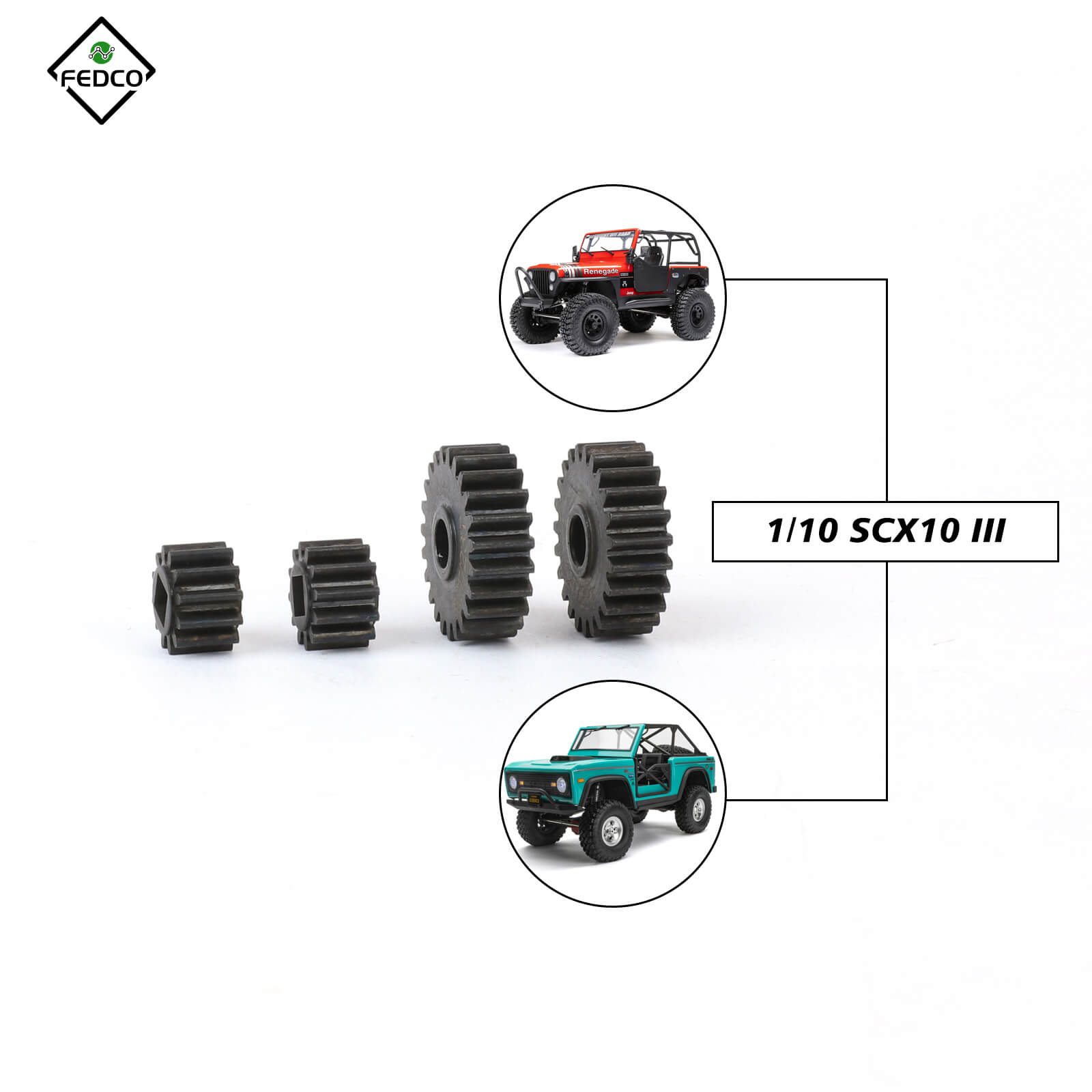 FEDCO SCX10III Portal Gear Set 23T/12T Harden Steel Gears for Axial SCX10 III Upgrade Parts 1/10 RC Crawler - FEDCO