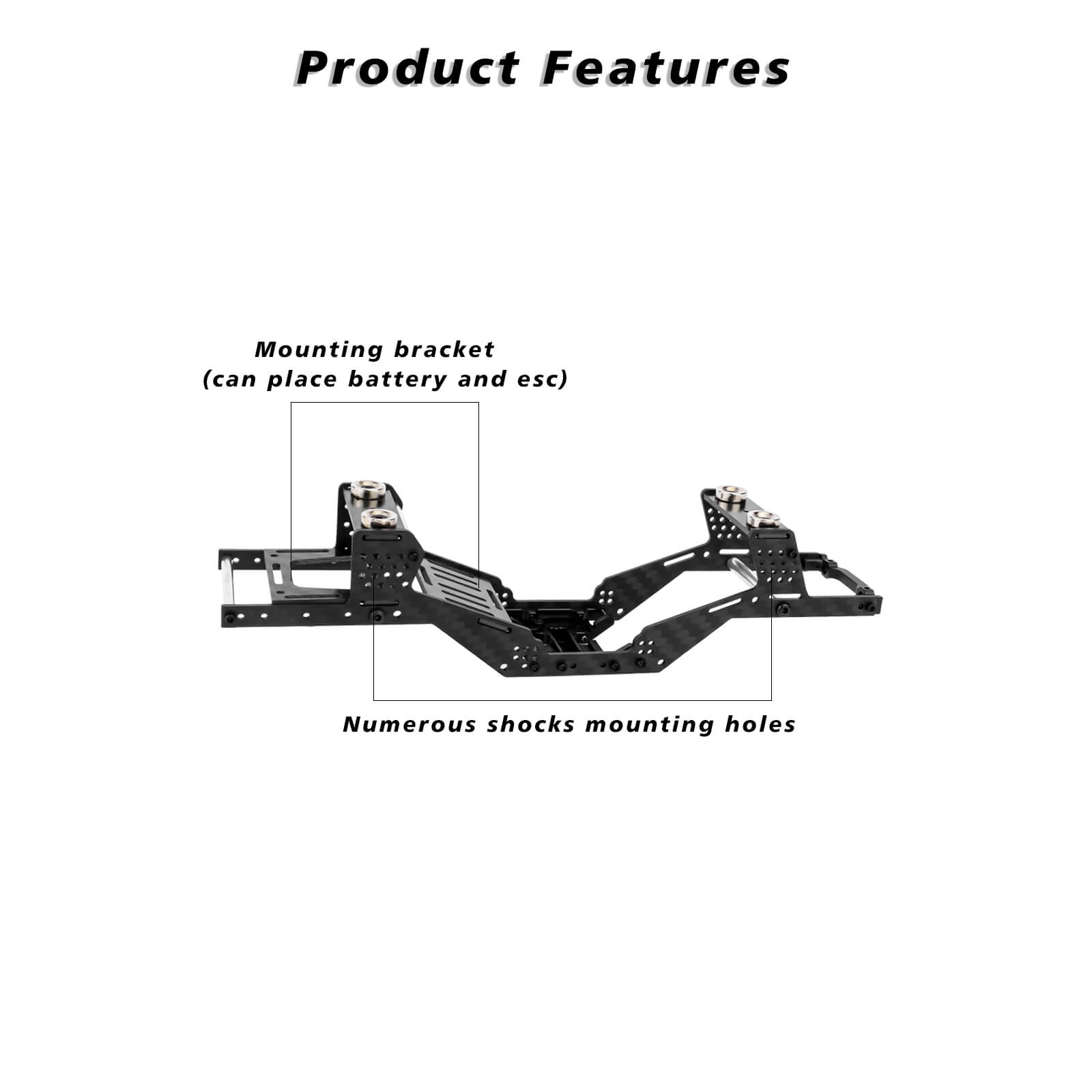 FEDCO SCX24 LCG Chassis Body Shell RC Carbon Fibre Chassis Frame Body Shell Kit for Axial SCX24 C10 JLU Bronco Base Camp GX470 Upgrade Parts 1/24 RC Crawler - FEDCO