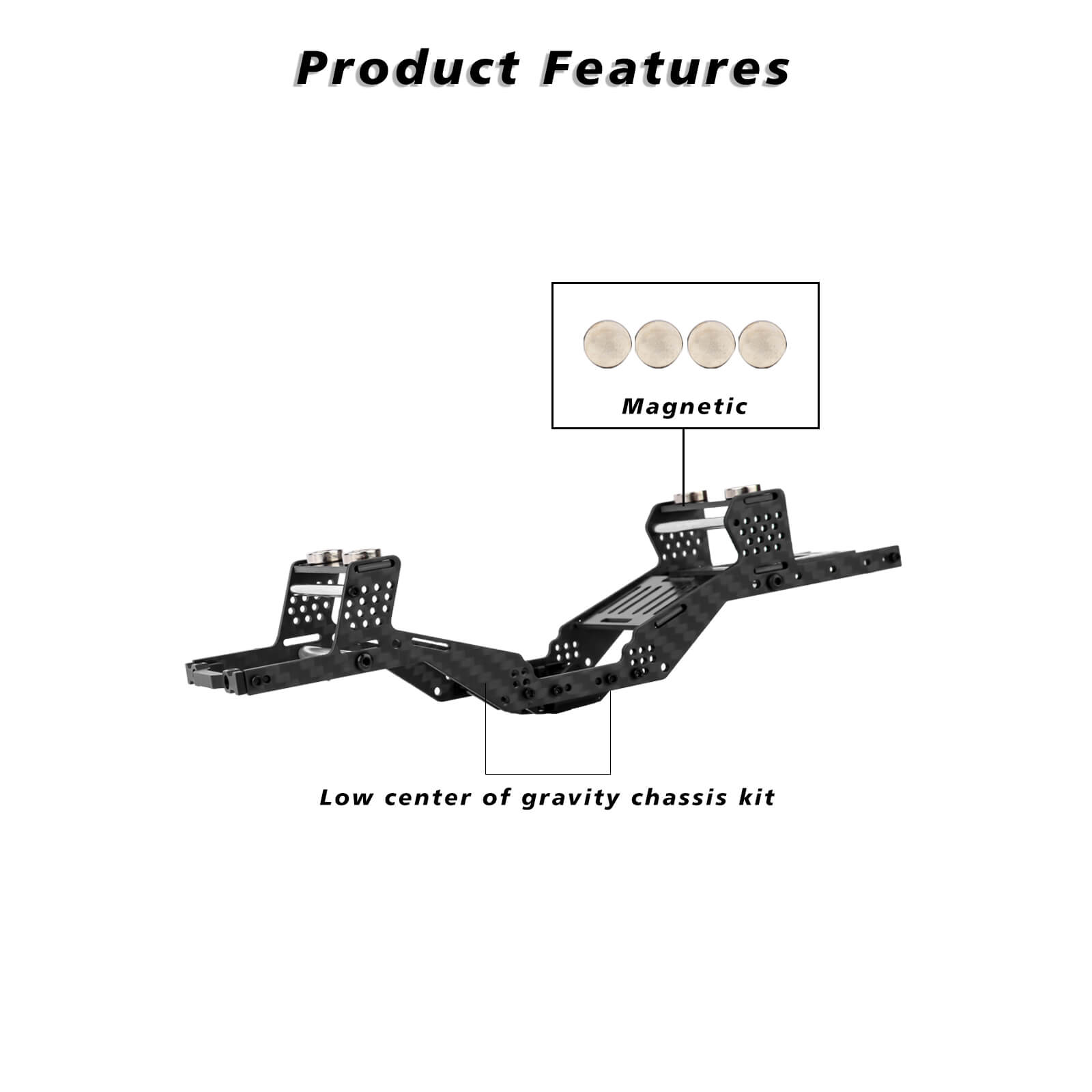 FEDCO SCX24 LCG Chassis Body Shell RC Carbon Fibre Chassis Frame Body Shell Kit for Axial SCX24 C10 JLU Bronco Base Camp GX470 Upgrade Parts 1/24 RC Crawler - FEDCO