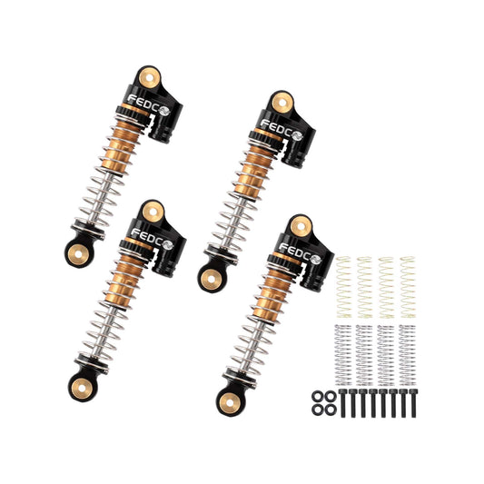 FEDCO SCX24 Oil - Filled Shocks 47mm Long Travel Shock Absorber, CNC Aluminum Threaded Oil Damper with Dual Spring & Brass Ball Head for Axial SCX24 Upgrades 1/24 RC Crawler - FEDCO