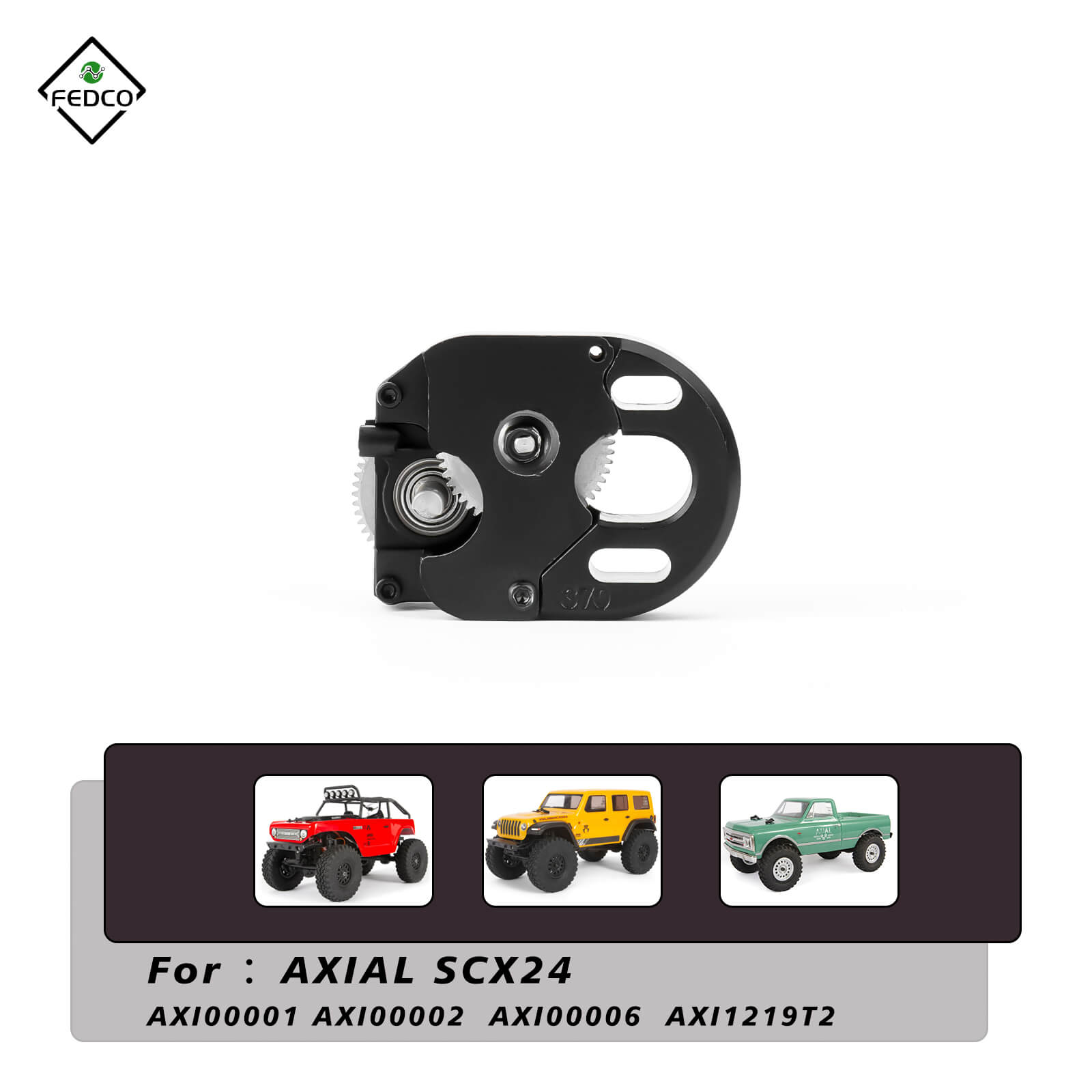 FEDCO SCX24 Transmission Gearbox With Steel Gear 370 Complete Transmission Case For Axial SCX24 Upgrades 1/24 RC Crawler - FEDCO