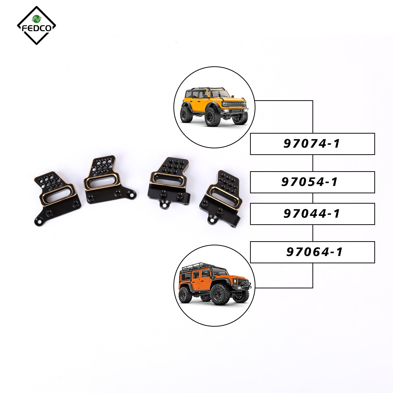 FEDCO Shock Mount Brass Multiple Positions Shock Bracket for TRX4M Upgrades 1/18 RC Crawler - FEDCO