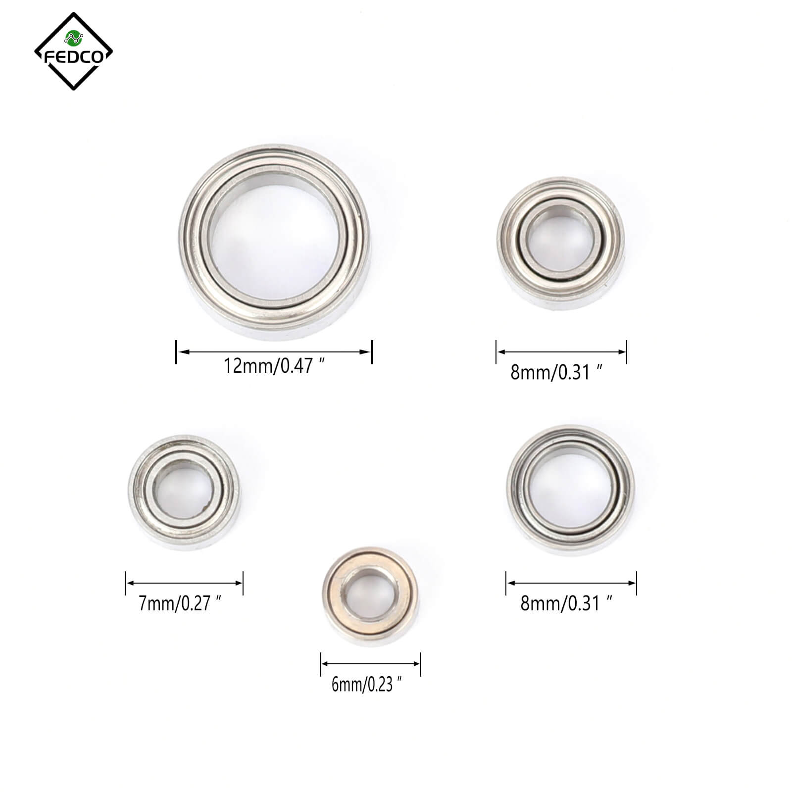 FEDCO TRX4M Bearing Kit 22PCS Steel Sealed Ball Bearings Set For TRX4M Upgrade Parts 1/18 RC Crawler - FEDCO