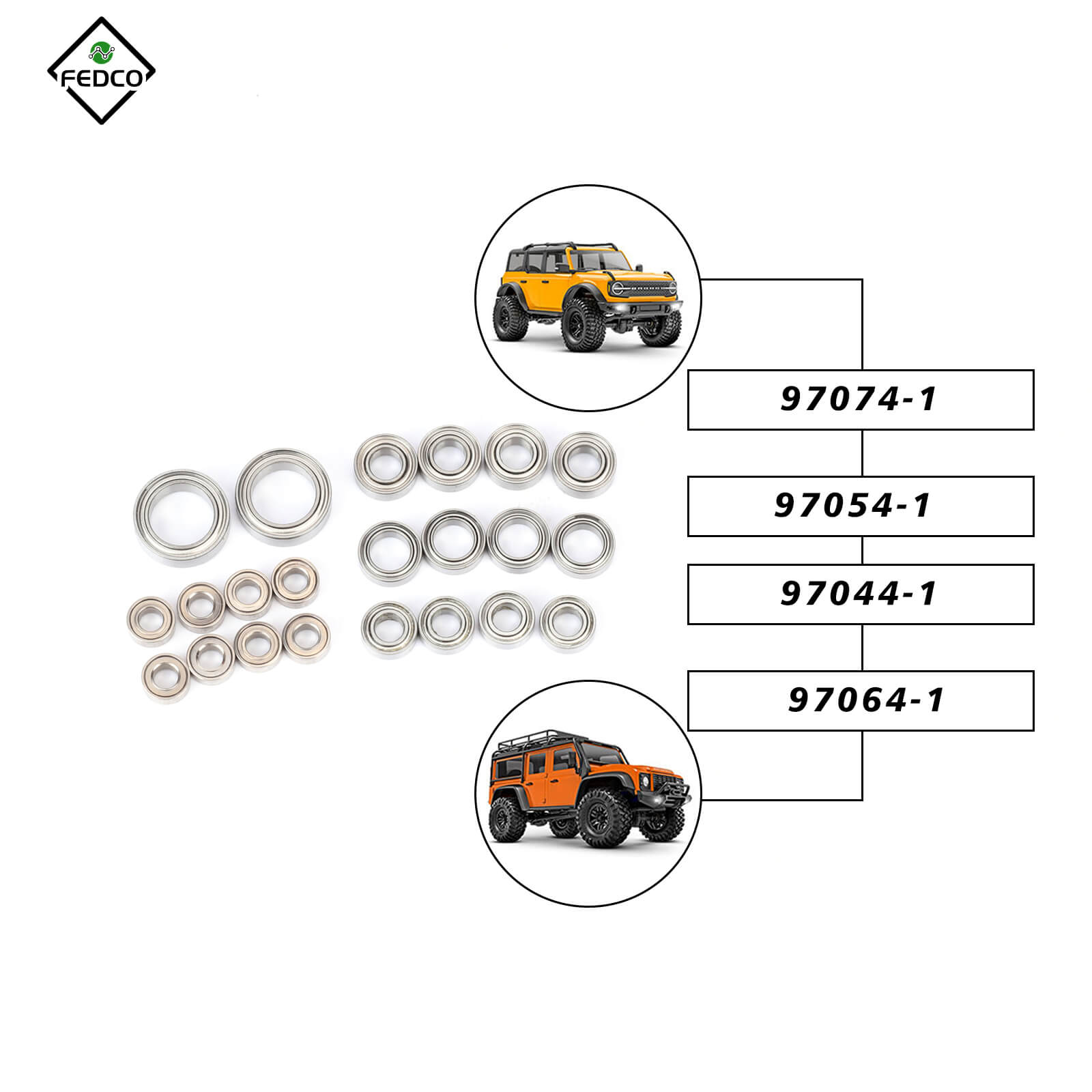 FEDCO TRX4M Bearing Kit 22PCS Steel Sealed Ball Bearings Set For TRX4M Upgrade Parts 1/18 RC Crawler - FEDCO
