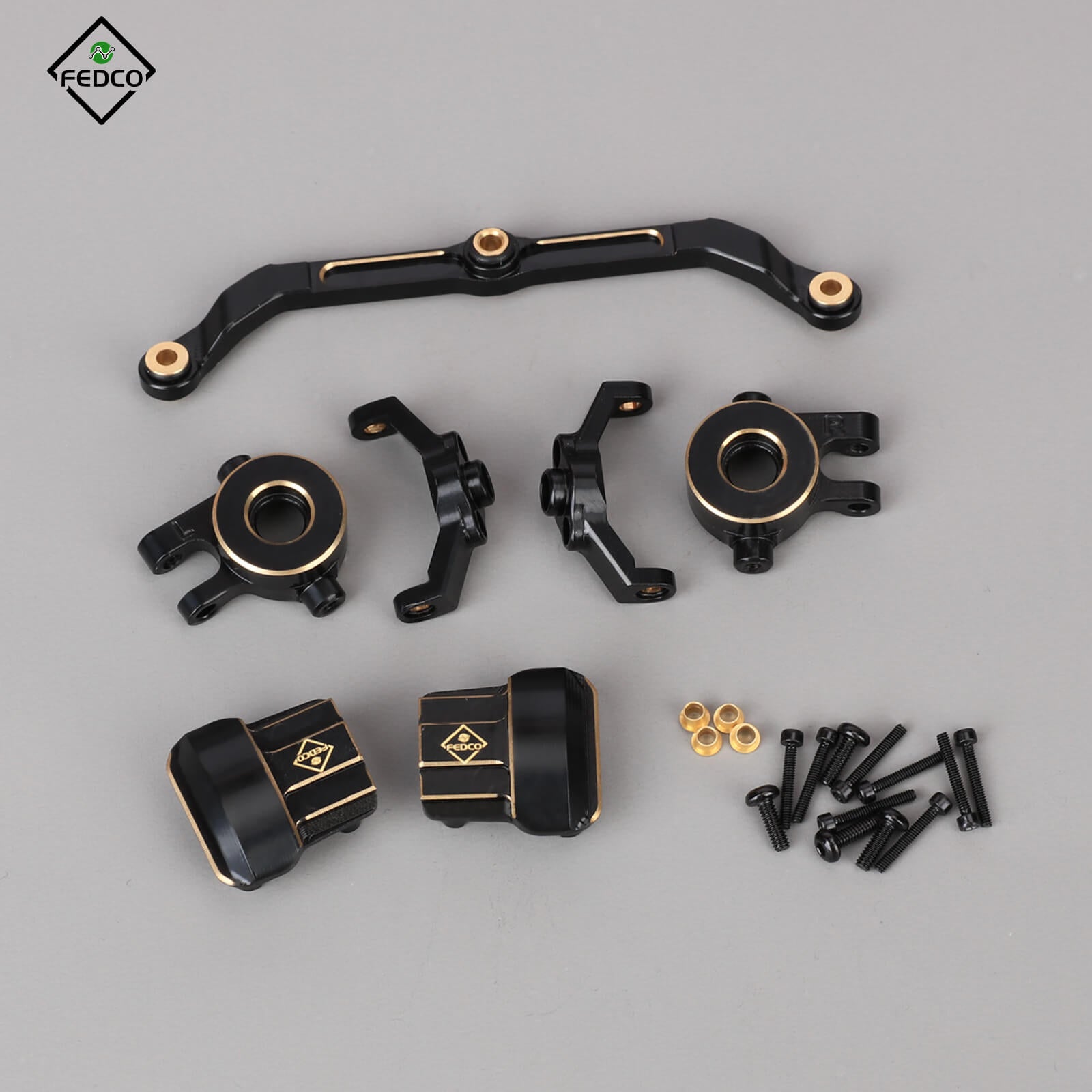 FEDCO TRX4M Steering Upgrades Brass Diff Cover Steering Links Steering Knuckles and Caster Blocks For TRX4M Upgrade Parts 1/18 RC Crawler - FEDCO