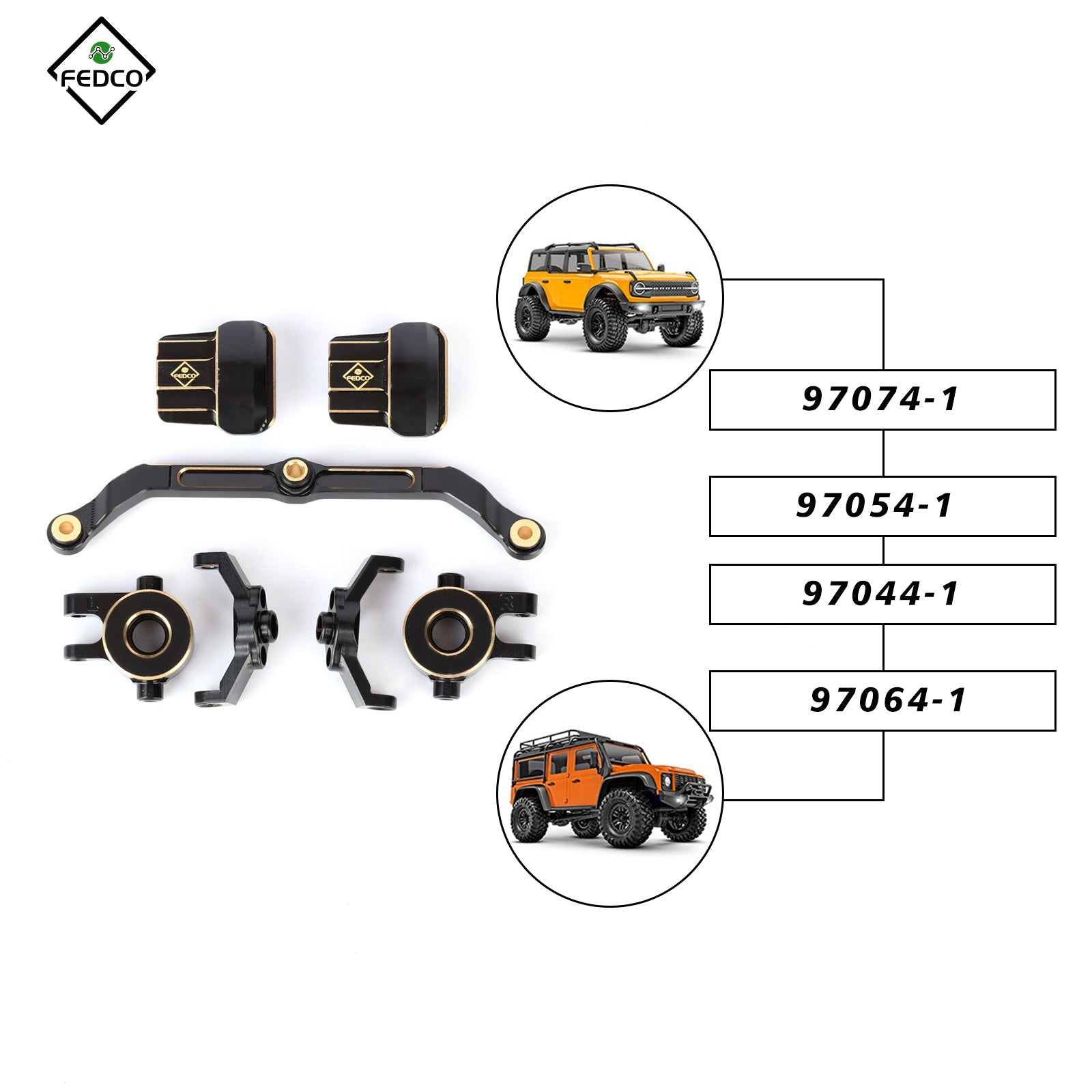 FEDCO TRX4M Steering Upgrades Brass Diff Cover Steering Links Steering Knuckles and Caster Blocks For TRX4M Upgrade Parts 1/18 RC Crawler - FEDCO