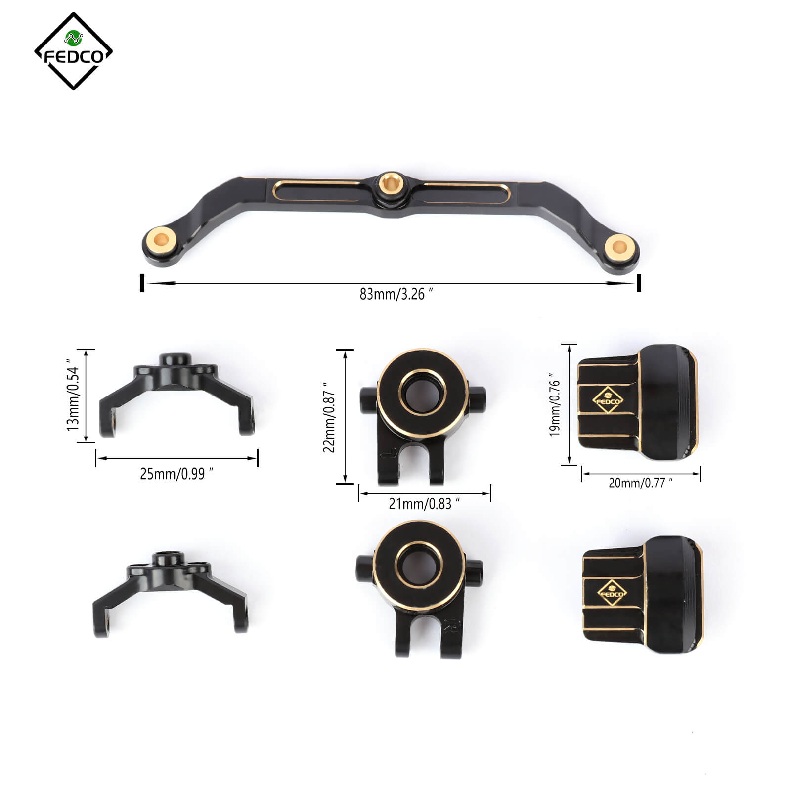 FEDCO TRX4M Steering Upgrades Brass Diff Cover Steering Links Steering Knuckles and Caster Blocks For TRX4M Upgrade Parts 1/18 RC Crawler - FEDCO