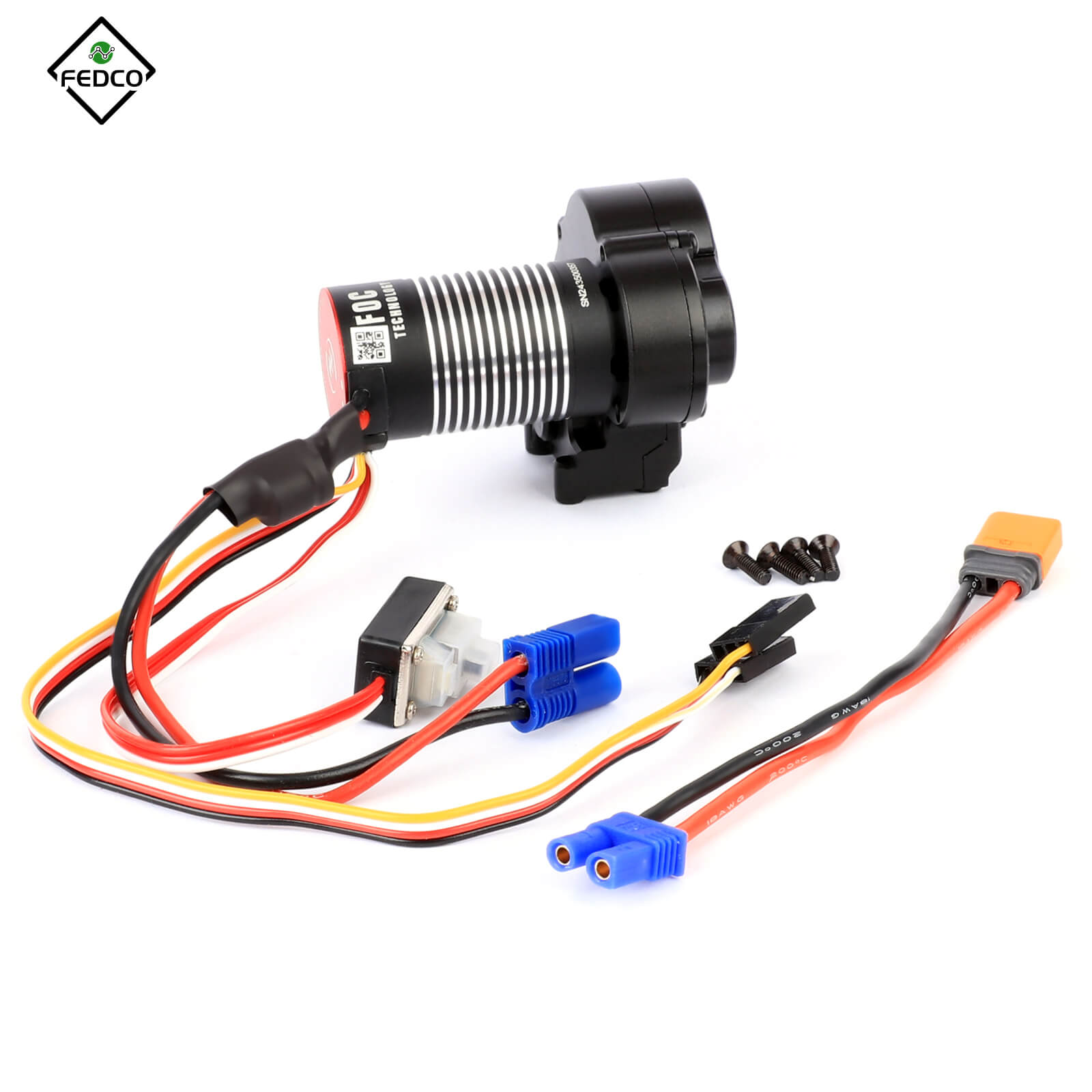 FEDCO UTB18 Motor Transmission with Hobbywing QUICRUN Fusion Mini16 3000KV Brushless Motor ESC Combo 2in1 FOC System for Axial UTB18 Capra 4WD & 4WS Upgrades 1/18 RC Crawler - FEDCO