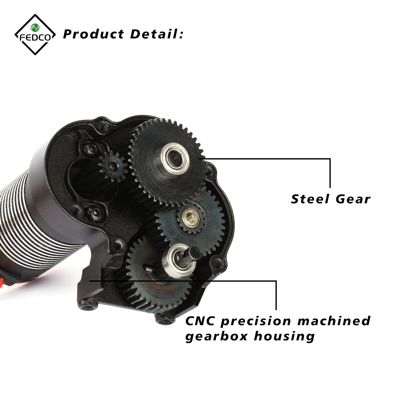 FEDCO UTB18 Motor Transmission with Hobbywing QUICRUN Fusion Mini16 3000KV Brushless Motor ESC Combo 2in1 FOC System for Axial UTB18 Capra 4WD & 4WS Upgrades 1/18 RC Crawler - FEDCO