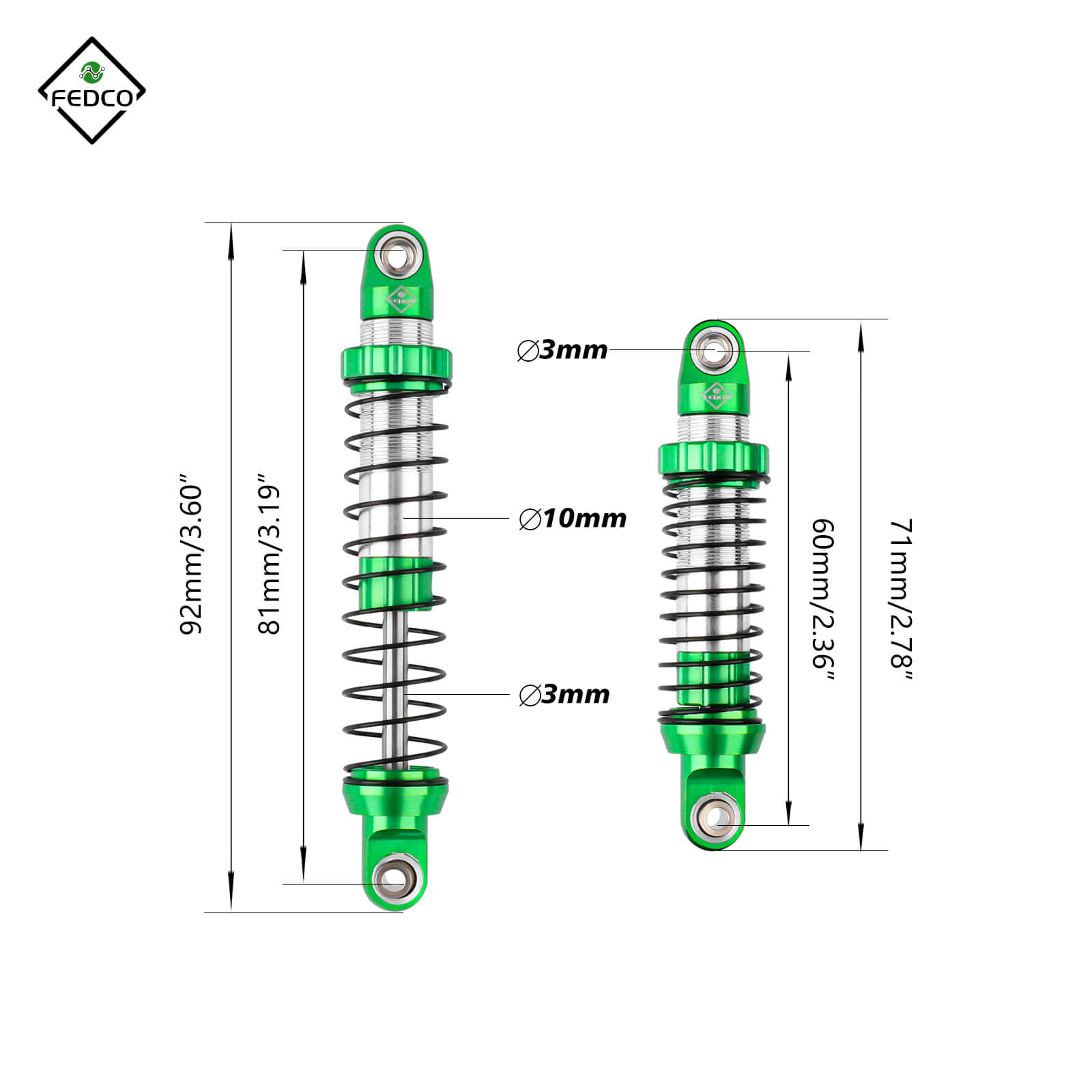 FEDCO UTB18 Shocks 92MM For Axial Capra UTB18 Upgrades Trail 4WD 1/18 RC Crawler - FEDCO