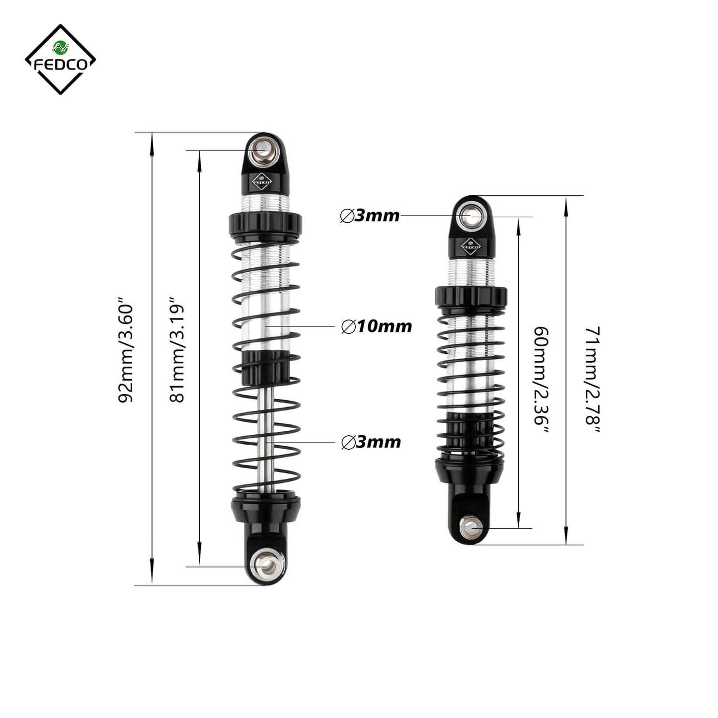 FEDCO UTB18 Shocks 92MM For Axial Capra UTB18 Upgrades Trail 4WD 1/18 RC Crawler - FEDCO