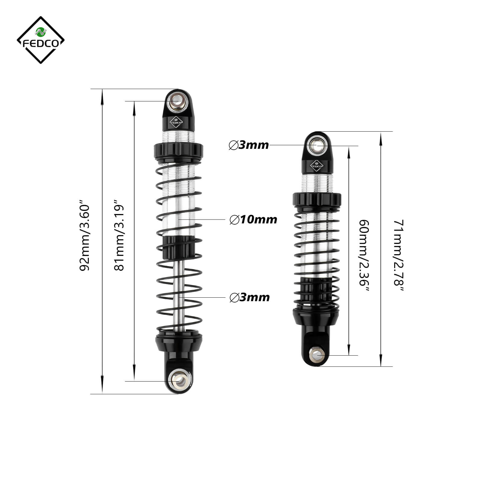 FEDCO UTB18 Shocks 92MM For Axial Capra UTB18 Upgrades Trail 4WD 1/18 RC Crawler - FEDCO