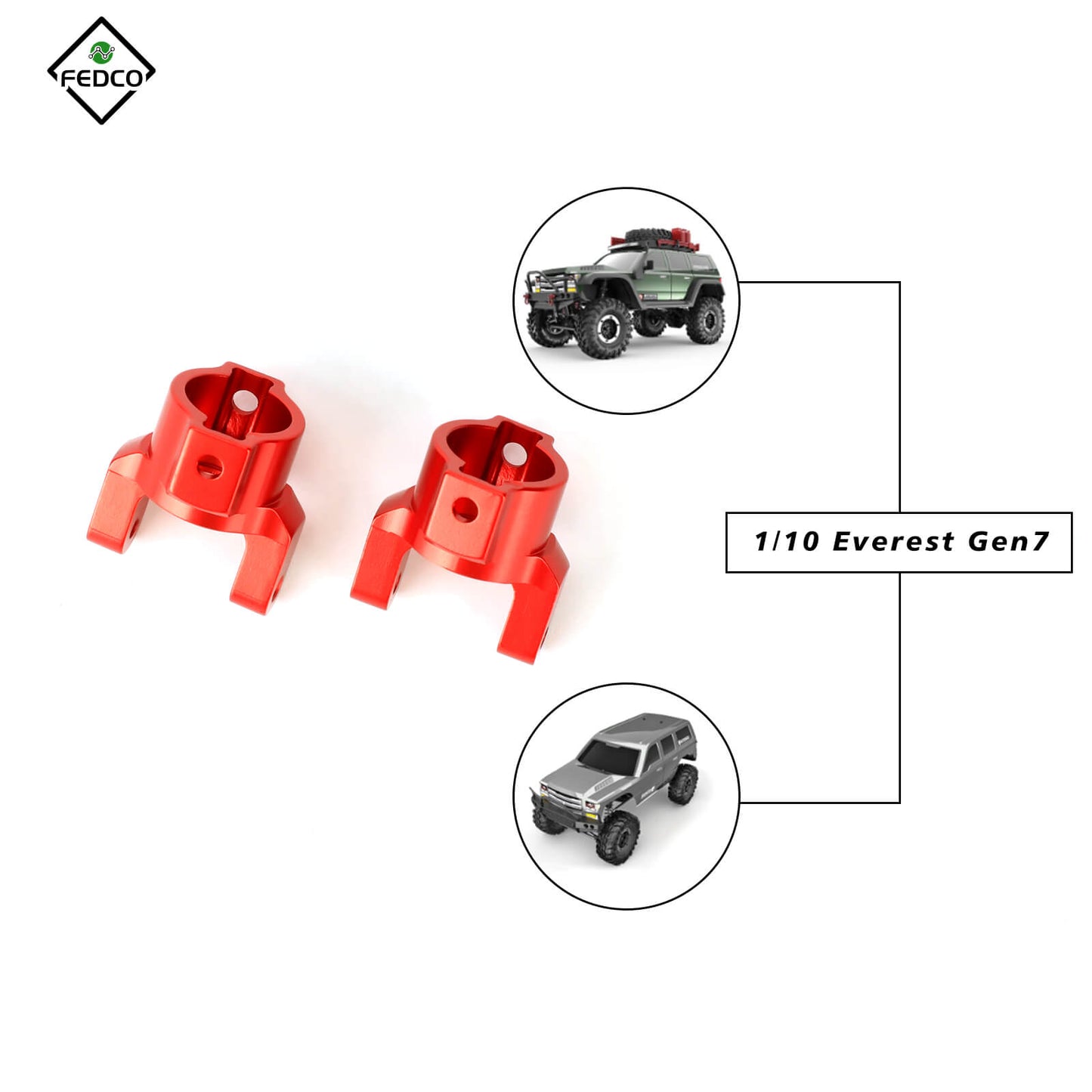 FEDCO Caster Blocks C-Hubs Caster Mounts For RedCat Everest Gen7 RC Crawler Upgrade Parts