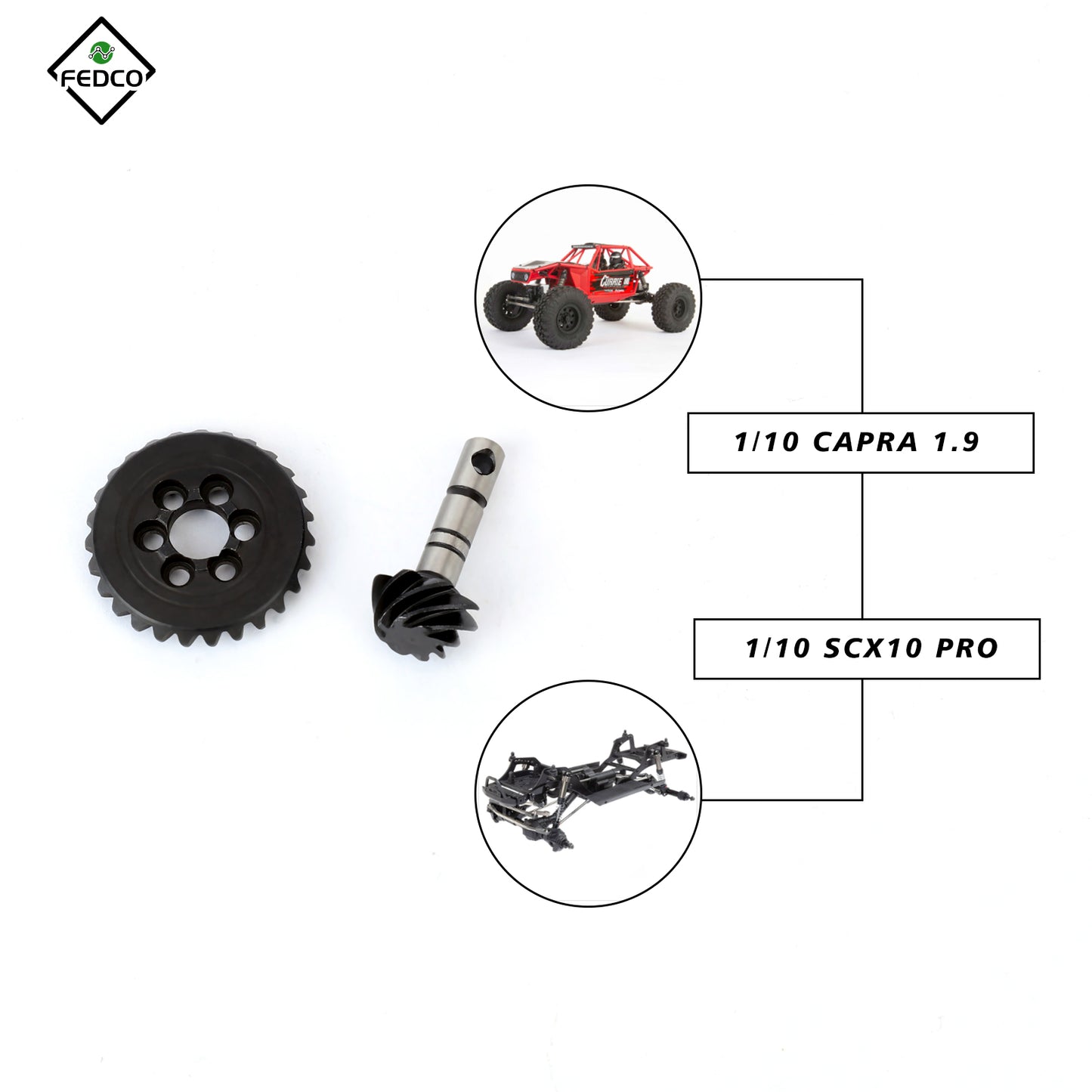 FEDCO SCX10 Gears 30T/8T 27T/8T Overdrive Steel Helical Gears 6 Bolt Heavy Duty Gear with Bevel Gear Set for Axial SCX10III SCX10 Pro Upgrade Parts 1/10 RC Crawler