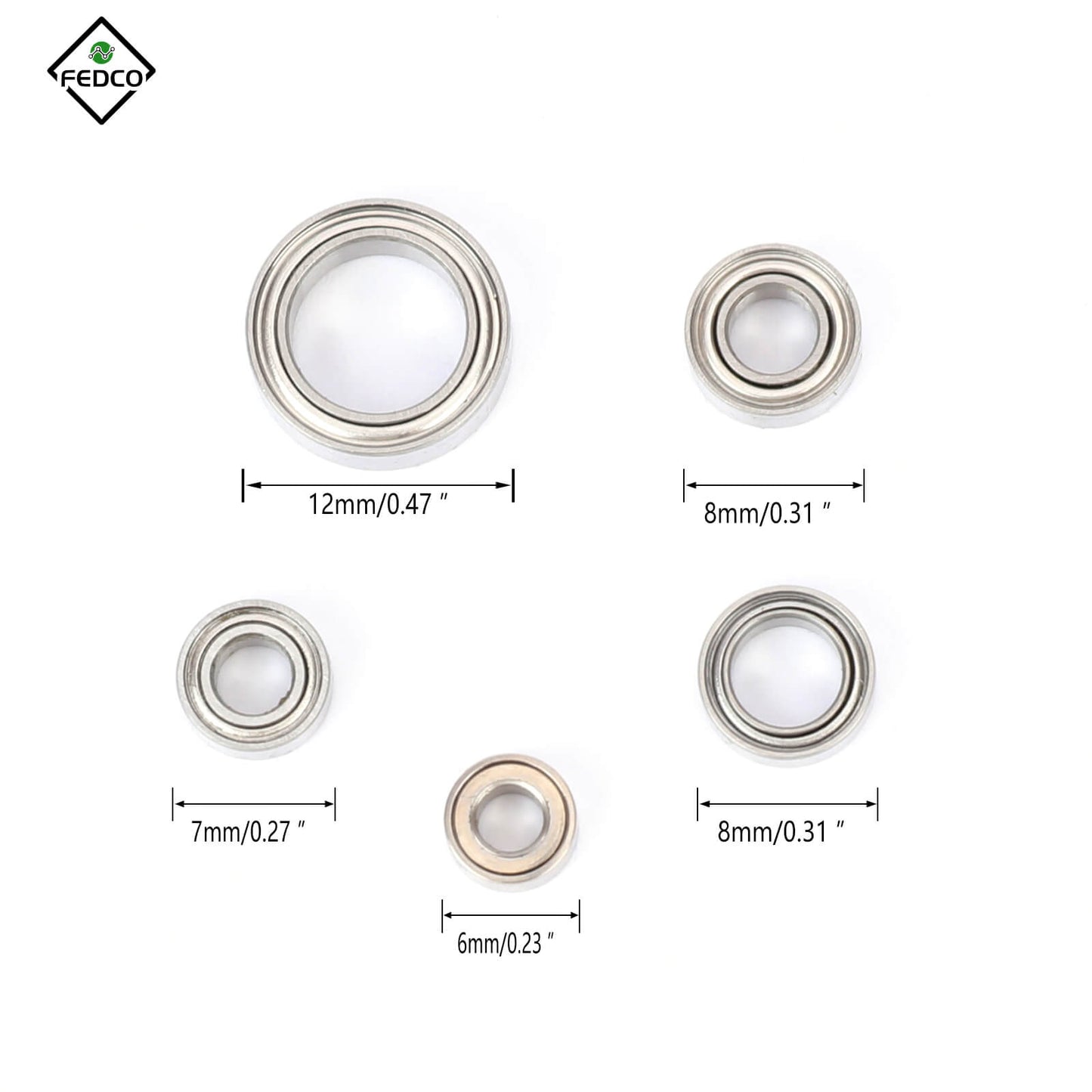 FEDCO TRX4M Bearing Kit 22PCS Steel Sealed Ball Bearings Set For TRX4M Upgrade Parts 1/18 RC Crawler