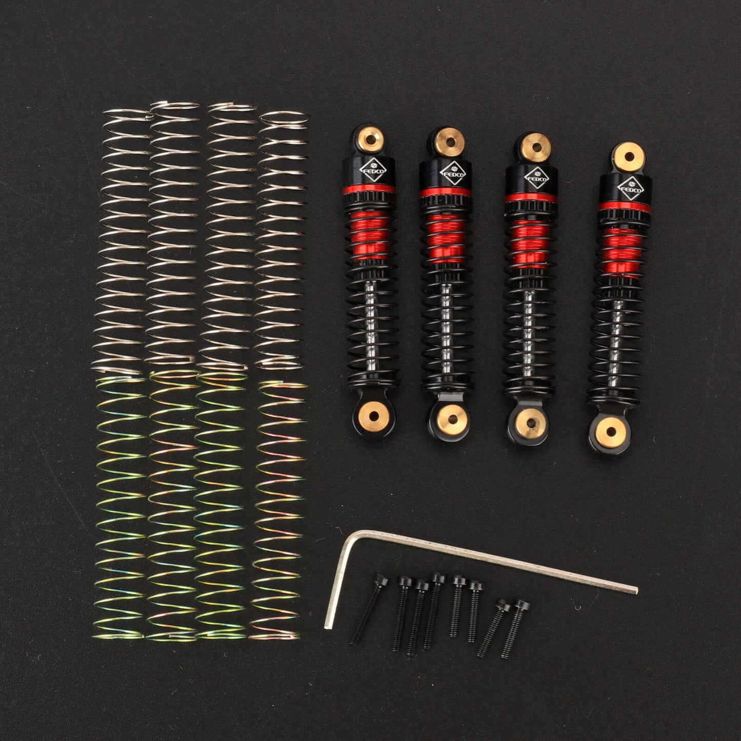 FEDCO SCX24 Shocks 47MM Oil-Filled Shocks Long Travel Shocks Absorber Threaded Shock Absorber Oil Damper For Axial SCX24 Upgrades 1/24 RC Crawler