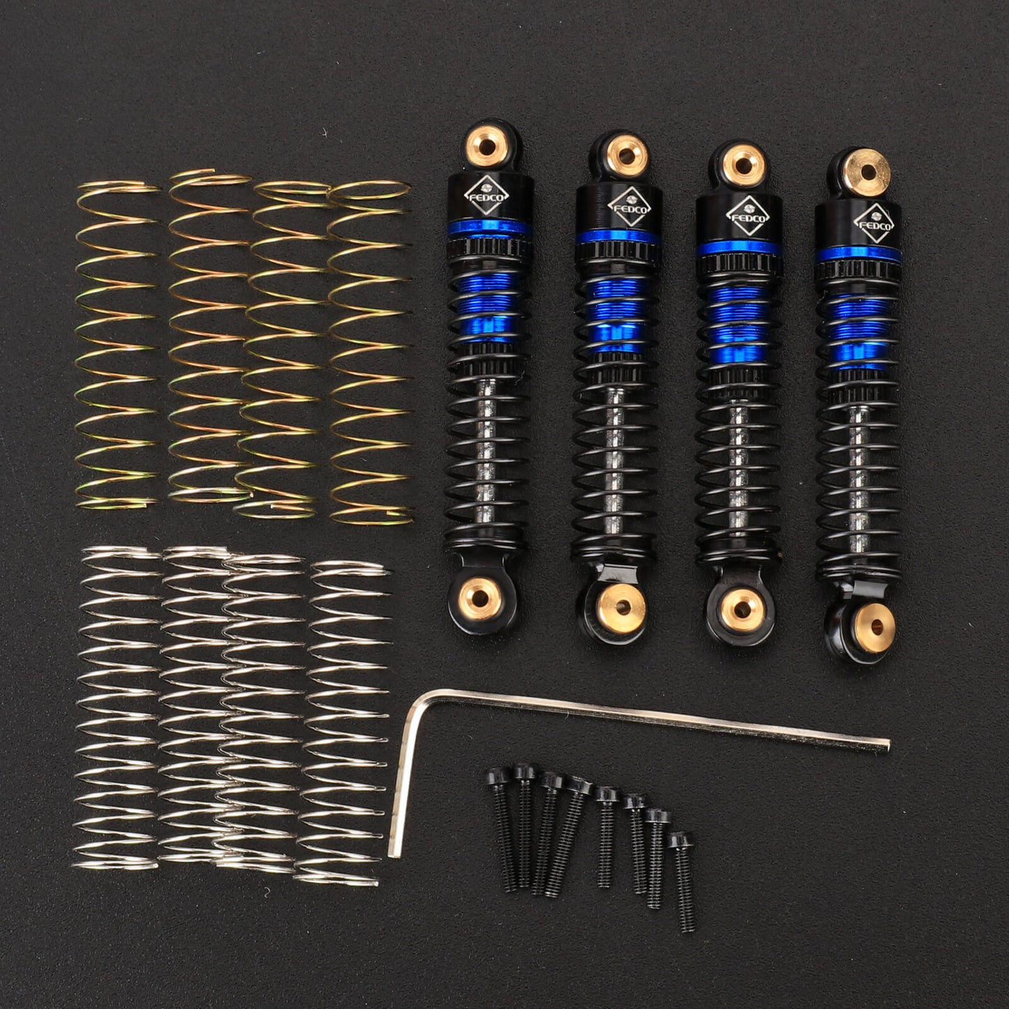 FEDCO SCX24 Shocks 47MM Oil-Filled Shocks Long Travel Shocks Absorber Threaded Shock Absorber Oil Damper For Axial SCX24 Upgrades 1/24 RC Crawler