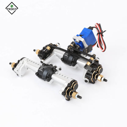 TRX4M Diff Portal Axles +10MM Extended Axles Brass Axles with Servo and Servo Mount Metal Driveshafts For TRX4M Upgrades 1/18 RC Crawler