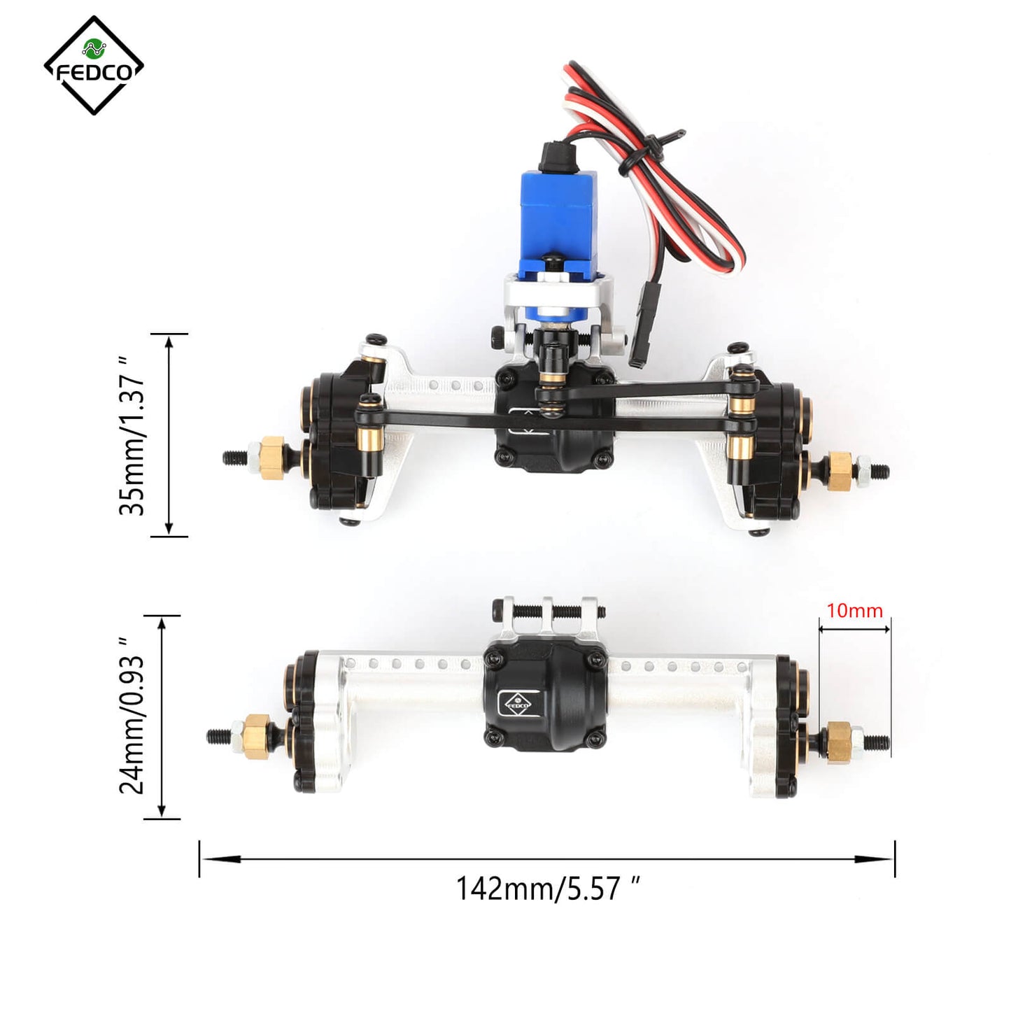 TRX4M Diff Portal Axles +10MM Extended Axles Brass Axles with Servo and Servo Mount Metal Driveshafts For TRX4M Upgrades 1/18 RC Crawler