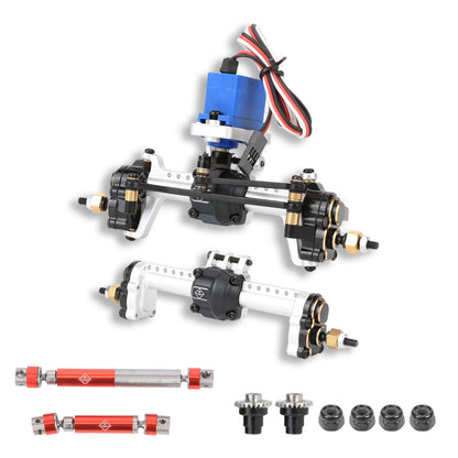 TRX4M Diff Portal Axles +10MM Extended Axles Brass Axles with Servo and Servo Mount Metal Driveshafts For TRX4M Upgrades 1/18 RC Crawler