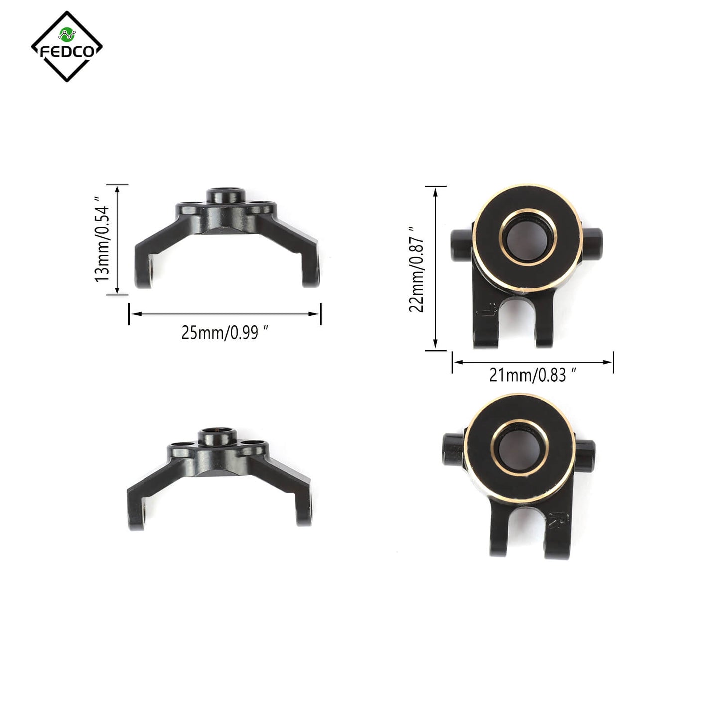 FEDCO Brass Steering Knuckles With Caster Blocks C-Hubs Set For TRX4M Upgrade Parts 1/18 RC Crawler