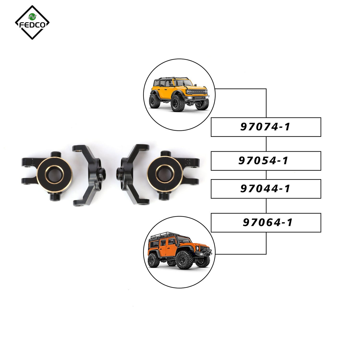 FEDCO Brass Steering Knuckles With Caster Blocks C-Hubs Set For TRX4M Upgrade Parts 1/18 RC Crawler