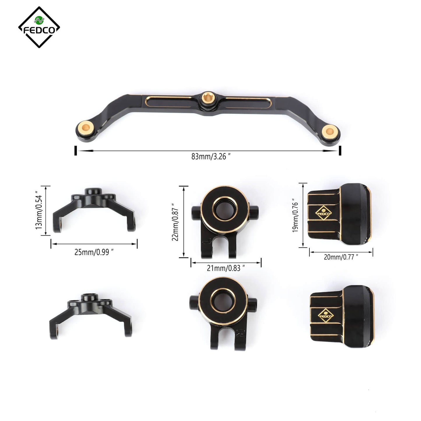 FEDCO TRX4M Steering Upgrades Brass Diff Cover Steering Links Steering Knuckles and Caster Blocks For TRX4M Upgrade Parts 1/18 RC Crawler