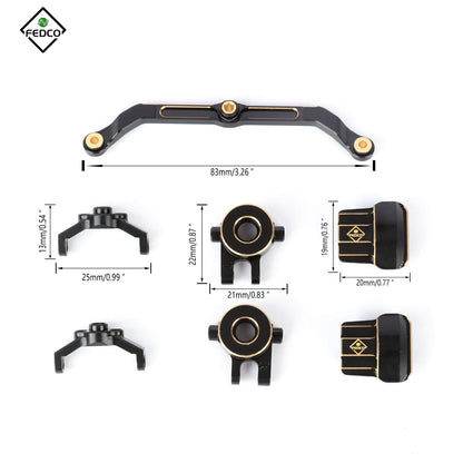 FEDCO TRX4M Steering Upgrades Brass Diff Cover Steering Links Steering Knuckles and Caster Blocks For TRX4M Upgrade Parts 1/18 RC Crawler