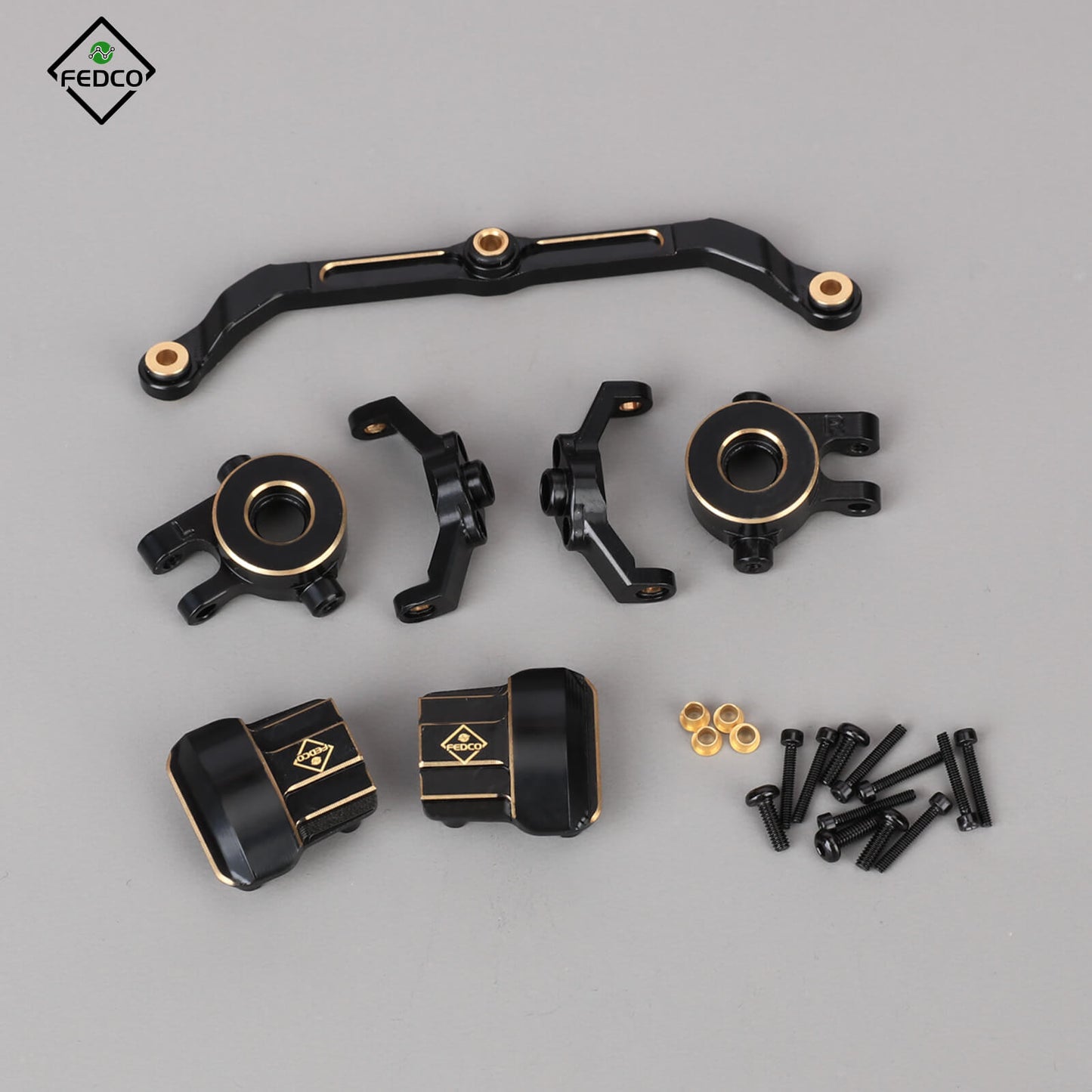 FEDCO TRX4M Steering Upgrades Brass Diff Cover Steering Links Steering Knuckles and Caster Blocks For TRX4M Upgrade Parts 1/18 RC Crawler