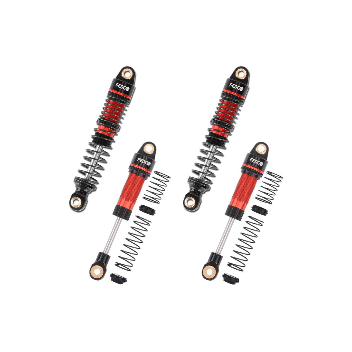 FEDCO DSS18 59MM Shocks Oil-Filled Dual Spring Shock Absorber CNC Long Threaded Oil Damper For TRX4M Upgrades 1/18 RC Crawler