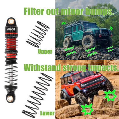 FEDCO DSS18 59MM Shocks Oil-Filled Dual Spring Shock Absorber CNC Long Threaded Oil Damper For TRX4M Upgrades 1/18 RC Crawler