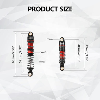 FEDCO DSS18 59MM Shocks Oil-Filled Dual Spring Shock Absorber CNC Long Threaded Oil Damper For TRX4M Upgrades 1/18 RC Crawler