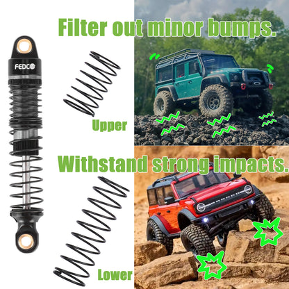 FEDCO DSS18 Shocks 59MM Dual Spring Oil-Filled Shock Absorber CNC Long Threaded Oil Damper For TRX4M Upgrades 1/18 RC Crawler